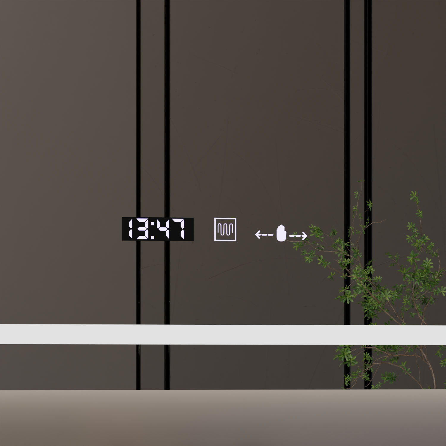 Oglinda LED 120×80 cm cu senzor, dezaburire, ceas, termometru și lupă cosmetică