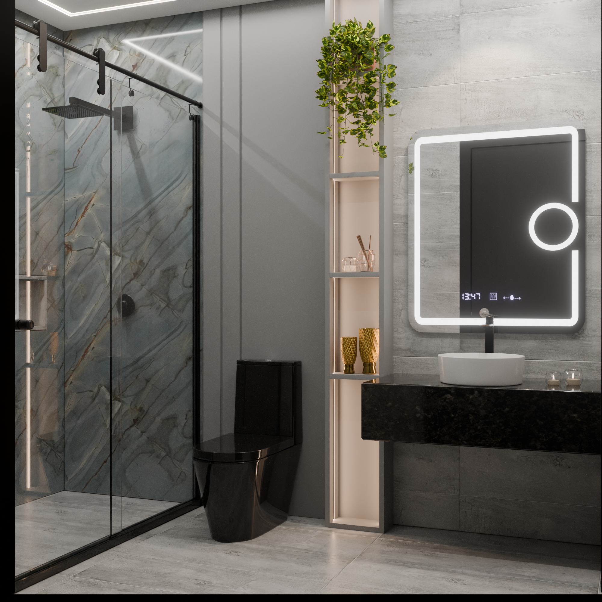 Oglinda LED 75x90 cm cu Lumină Reglabilă, Senzor Touch, Dezaburire, Ceas, Termometru și Lupă