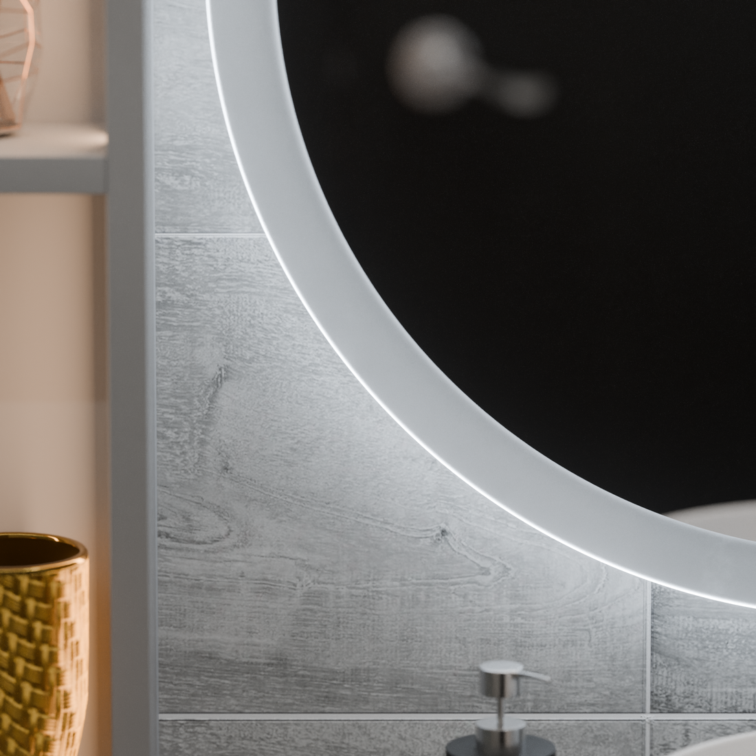 Oglinda LED Rotundă 70cm cu Touch, Iluminare Dimabilă și Funcție Dezaburire