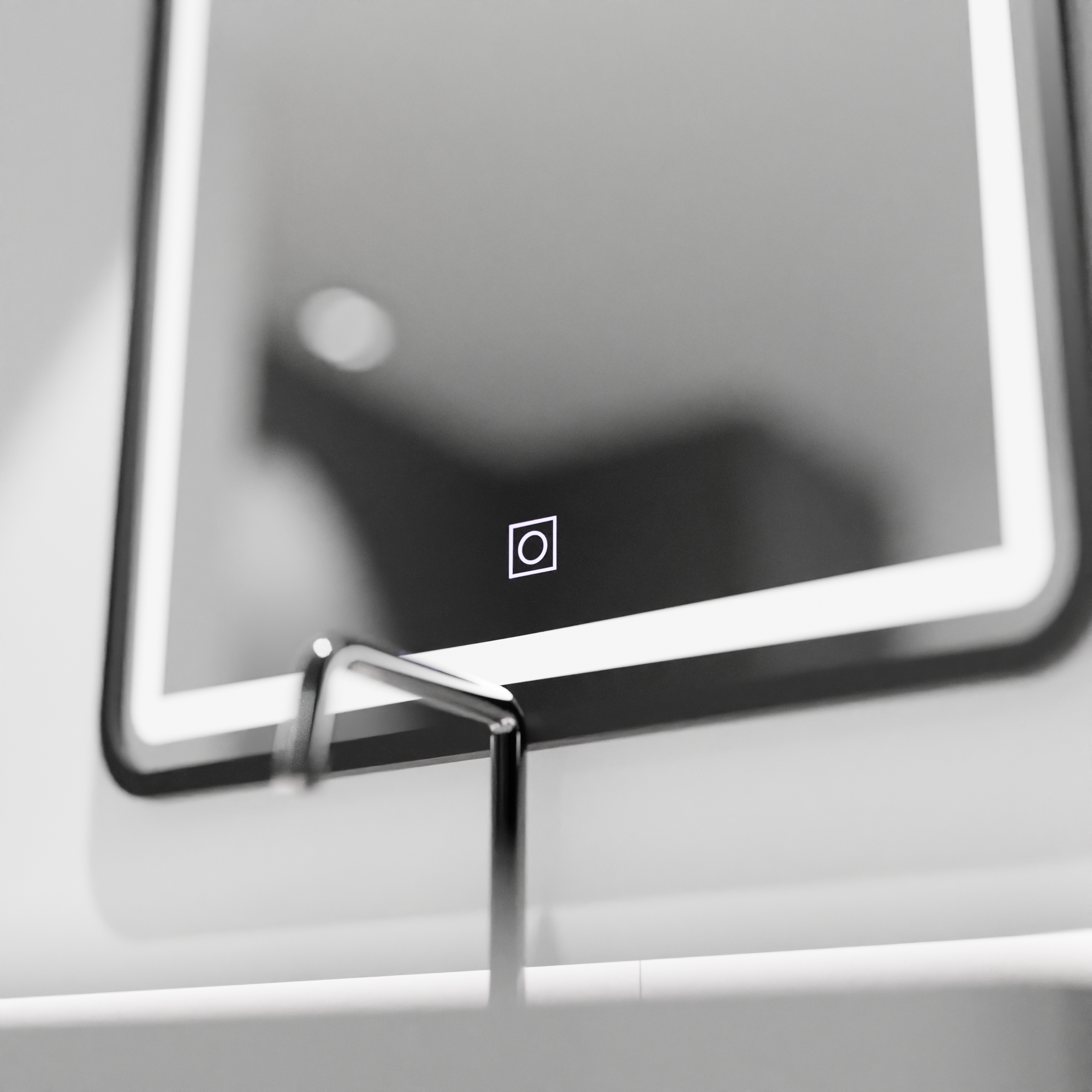 Oglinda LED Baie 60x80 cm, Touch cu Ramă Neagră, Dimabila