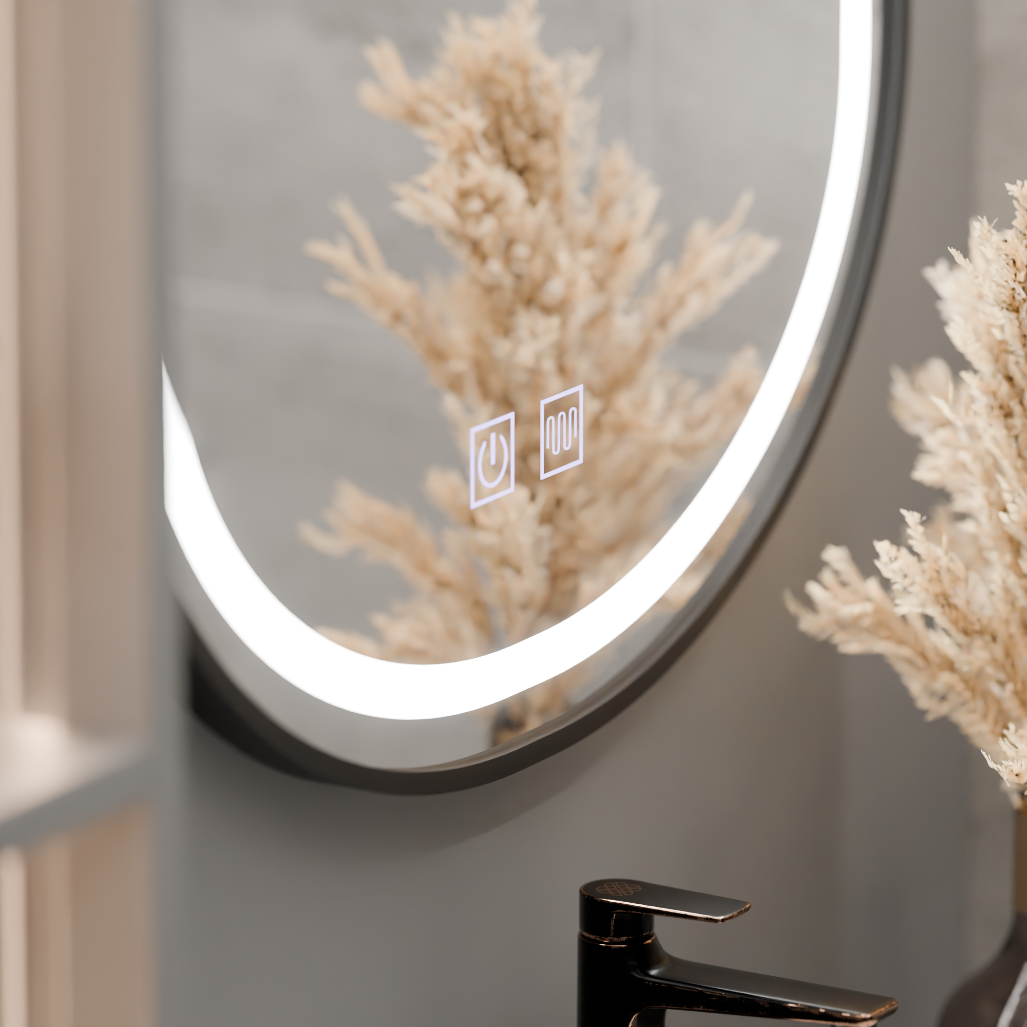 Oglinda LED Ovala 60x80cm cu Touch, Iluminare Dimabilă și Sistem Dezaburire