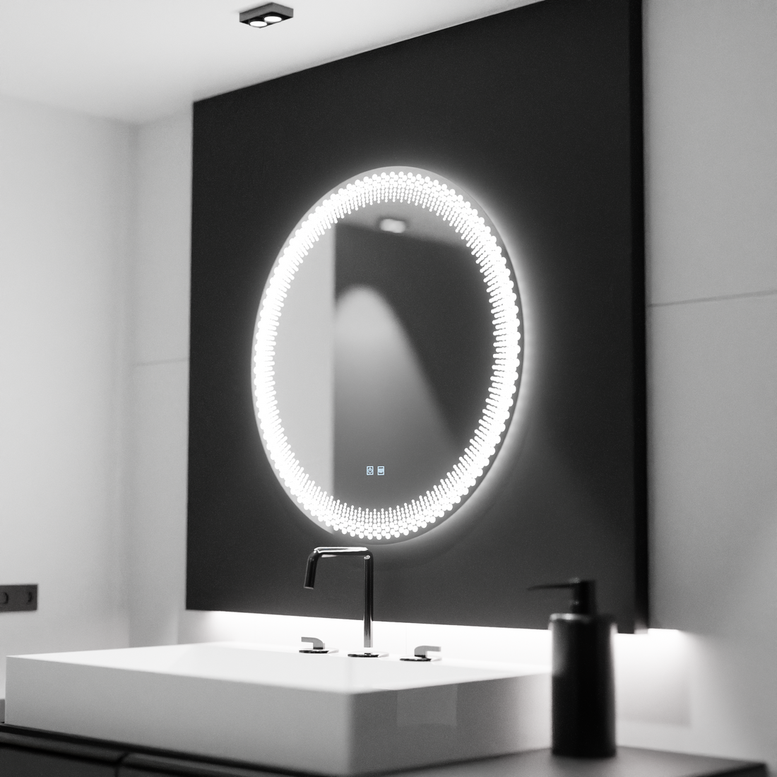 Oglindă LED Rotundă 60x60 cm – Stellaire Touch, cu Sistem de Dezaburire și Iluminare Dimabilă