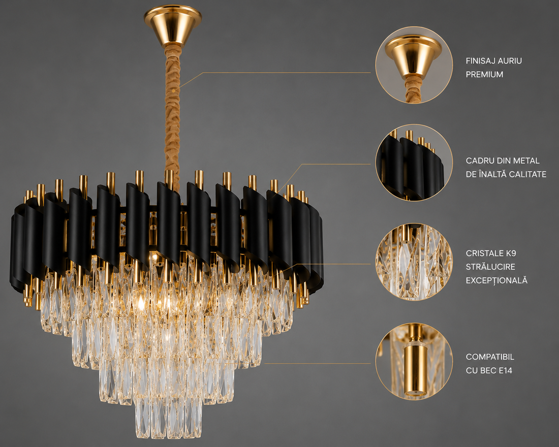 Candelabru elegant, model 9001/600FG+BK