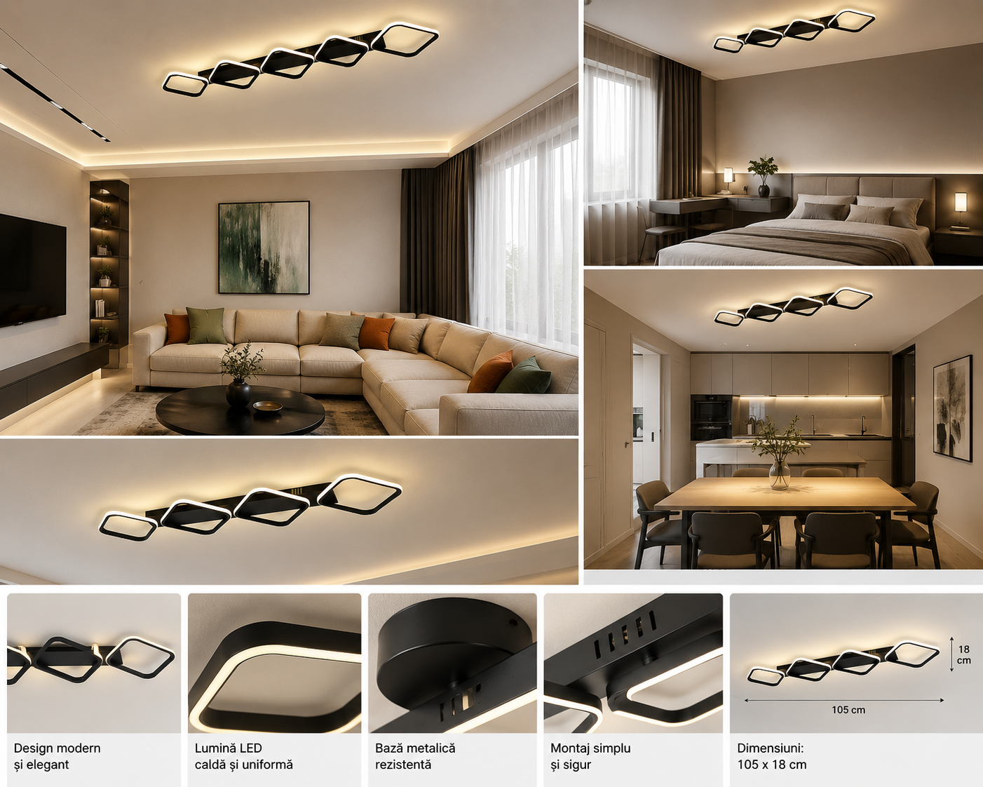 Lustra LED 77206/4  104W,  lumină reglabilă 3000K-6500K