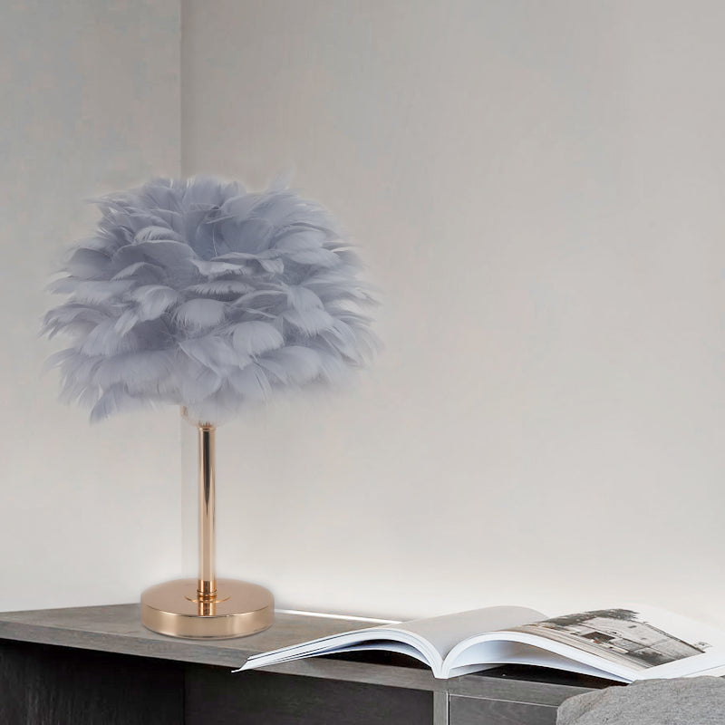 Veioză decorativă cu pene 8736, Gri, 48 cm