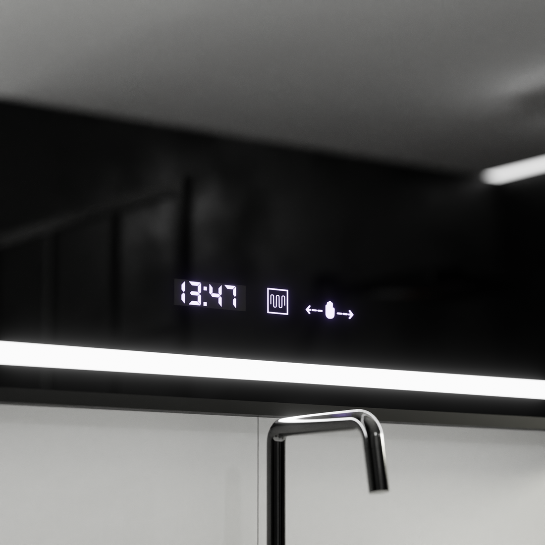Oglindă LED 120x80 cm Cu Dezaburire, Ceas, Termometru, Lumină Dimabilă și Senzor Touch