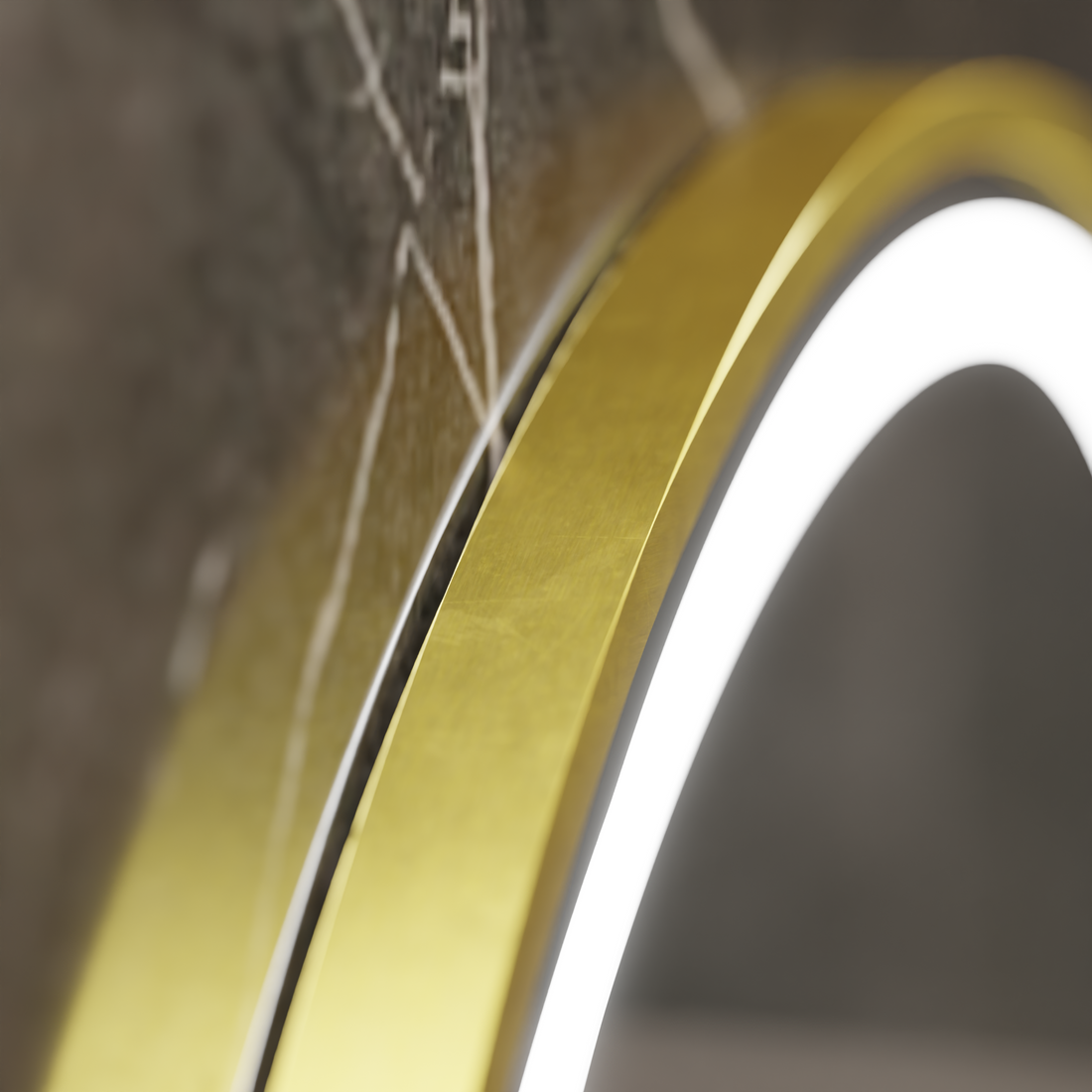 Oglinda LED Senzor  Sistem Dezaburire Termometru si Ceas Rama Auriu Periat Rotunda Diametru 100 cm Lumina Rece/Calda/Neutra Dimabila