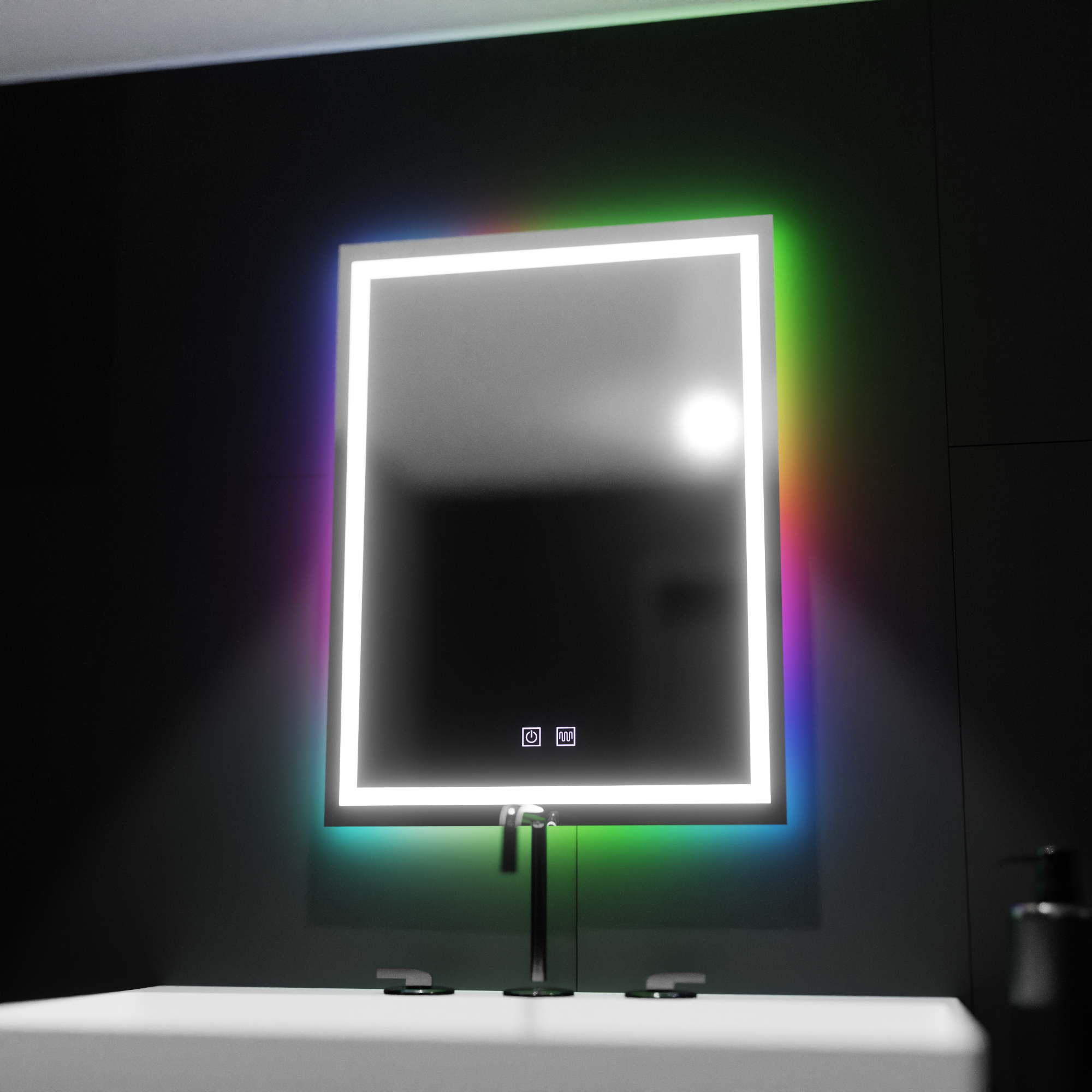 Oglinda LED Rectangulara 60x80cm – Spectrum Touch RGB cu Sistem Dezaburire