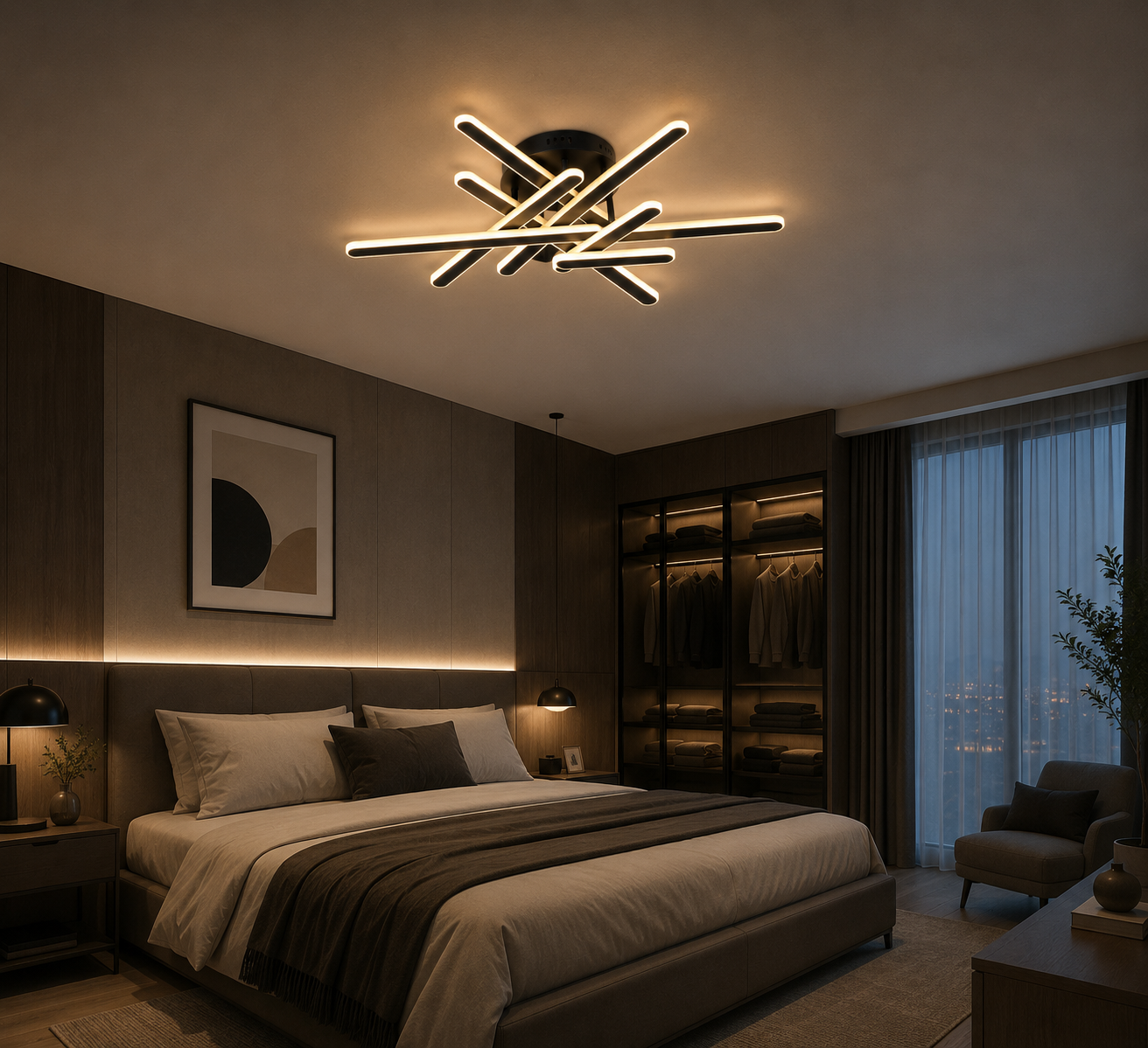 Lustră LED Modernă –  73030/6 BK
