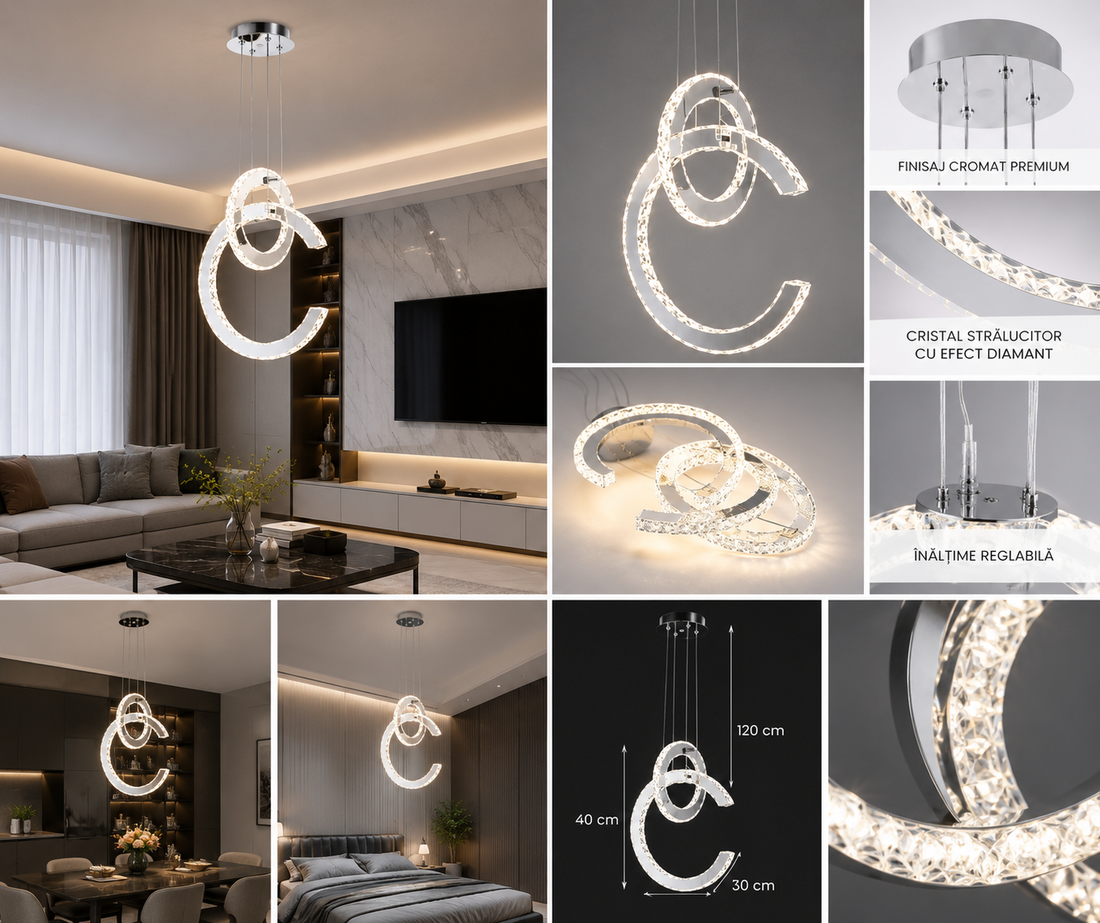 Pendul LED Modern Cristal Premium – 71647/400+300
