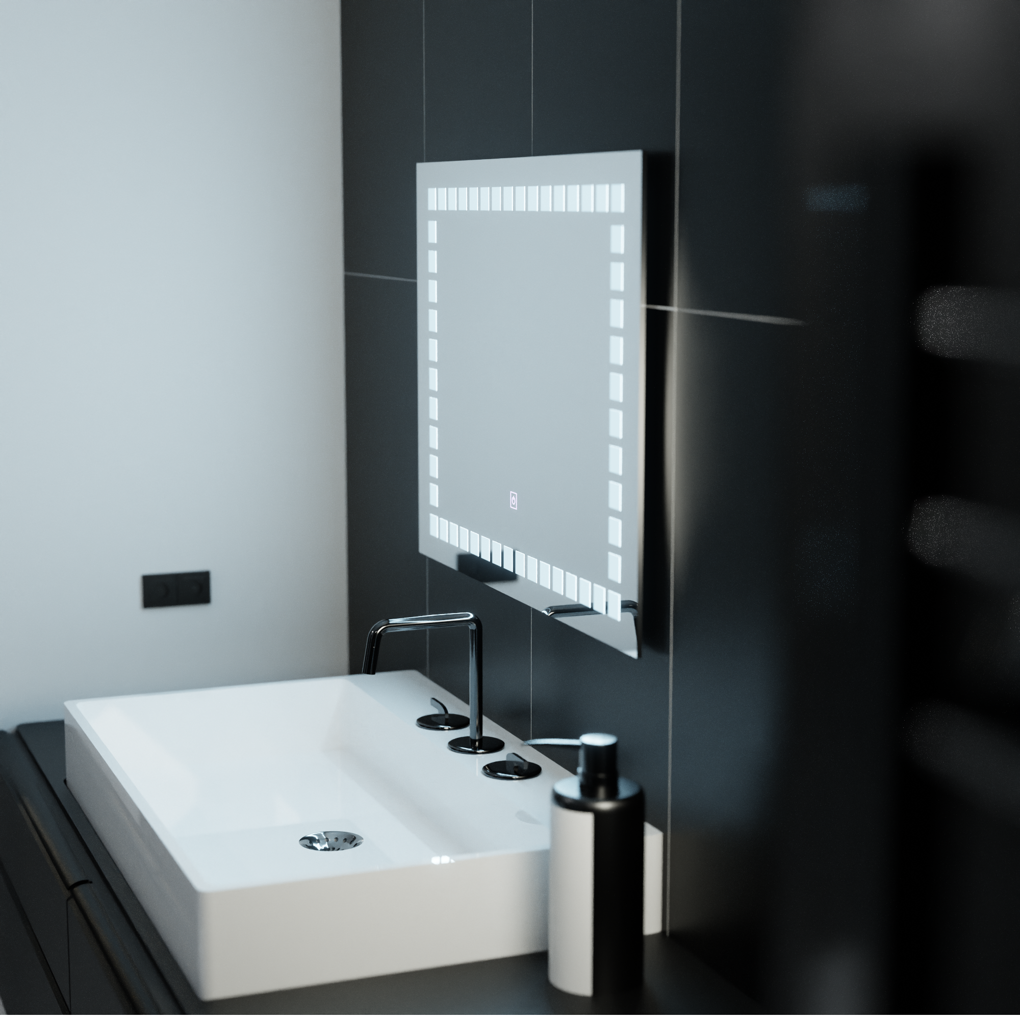 Oglindă Baie LED cu Touch și Intensitate Reglabilă, 1001S/ 80x60 cm