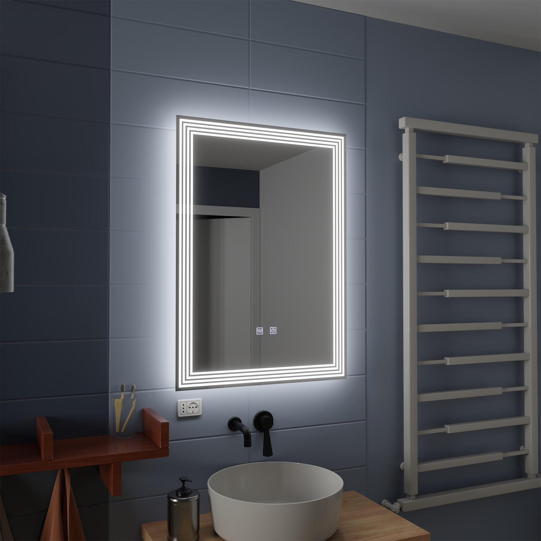 Oglinda LED Rectangulara, Dezaburire, 50x70cm, ADIS Basic Touch