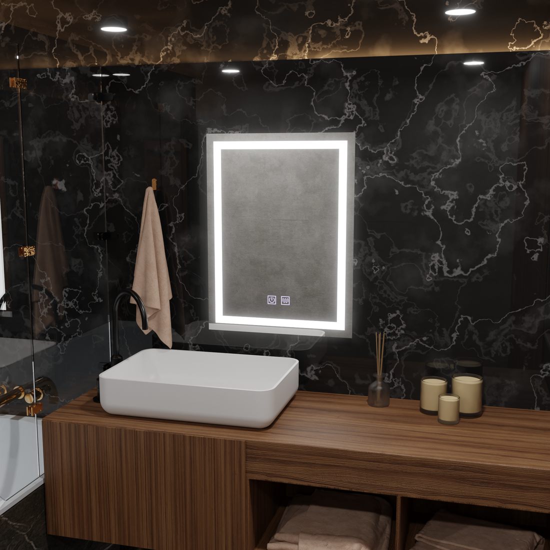 Oglinda LED Touch 60x80cm – Iluminare Dimabilă, Dezaburire, Design Elegant