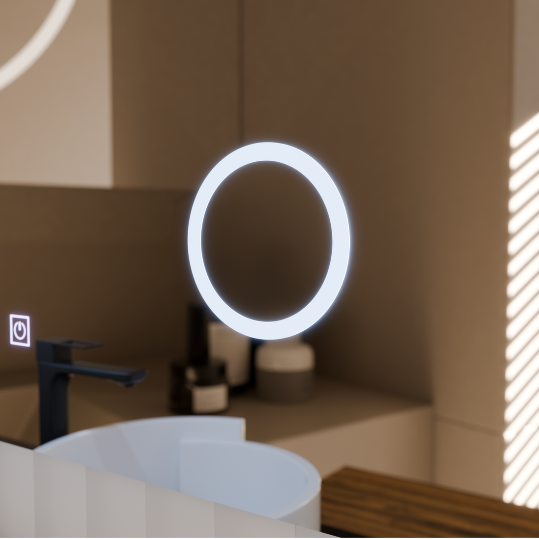 Oglinda LED Rectangulara, 80x60cm, Sistem Dezaburire, Dimabila