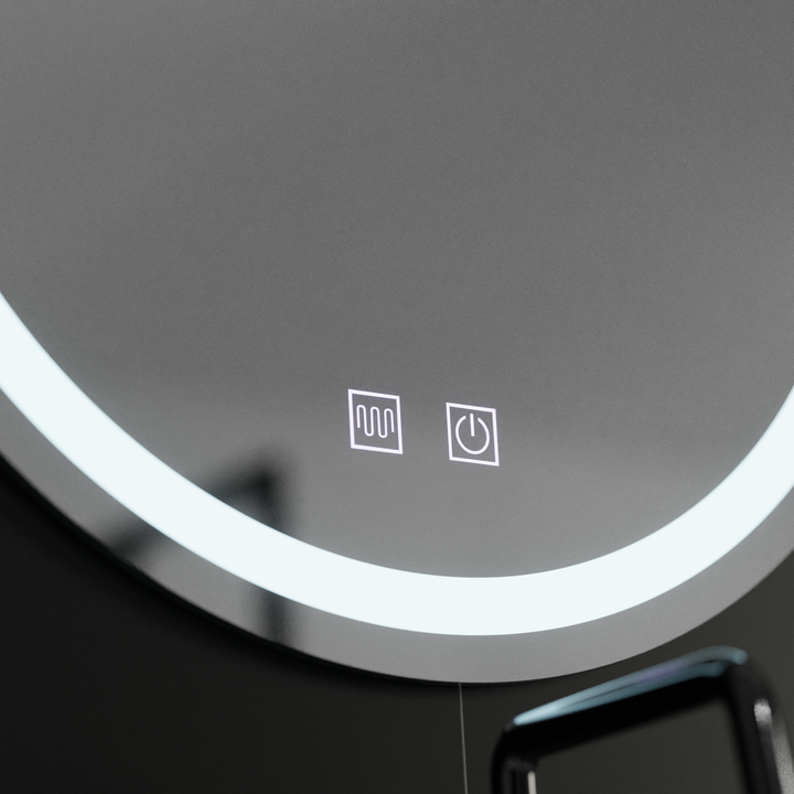 Oglinda LED Rotunda 70 cm – Iluminare Dimabila, Touch si Functie Anti-aburire