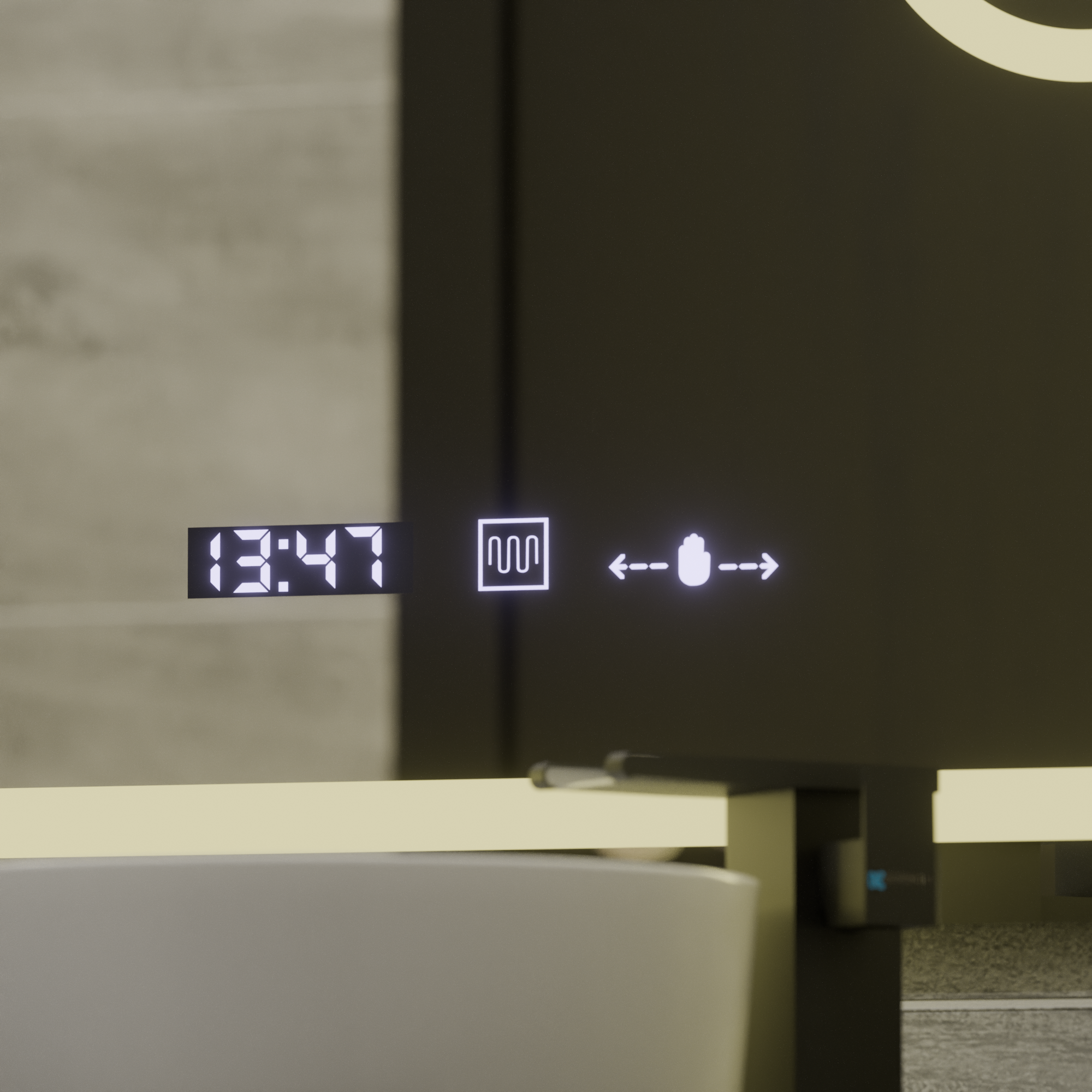 Oglinda LED 75x90 cm cu Lumină Reglabilă, Senzor Touch, Dezaburire, Ceas, Termometru și Lupă