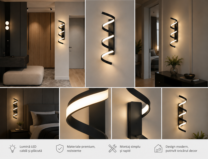 Aplica LED modernă, 48W total, 430 mm, temperatură reglabilă 3000K–6500K – model 59094BK