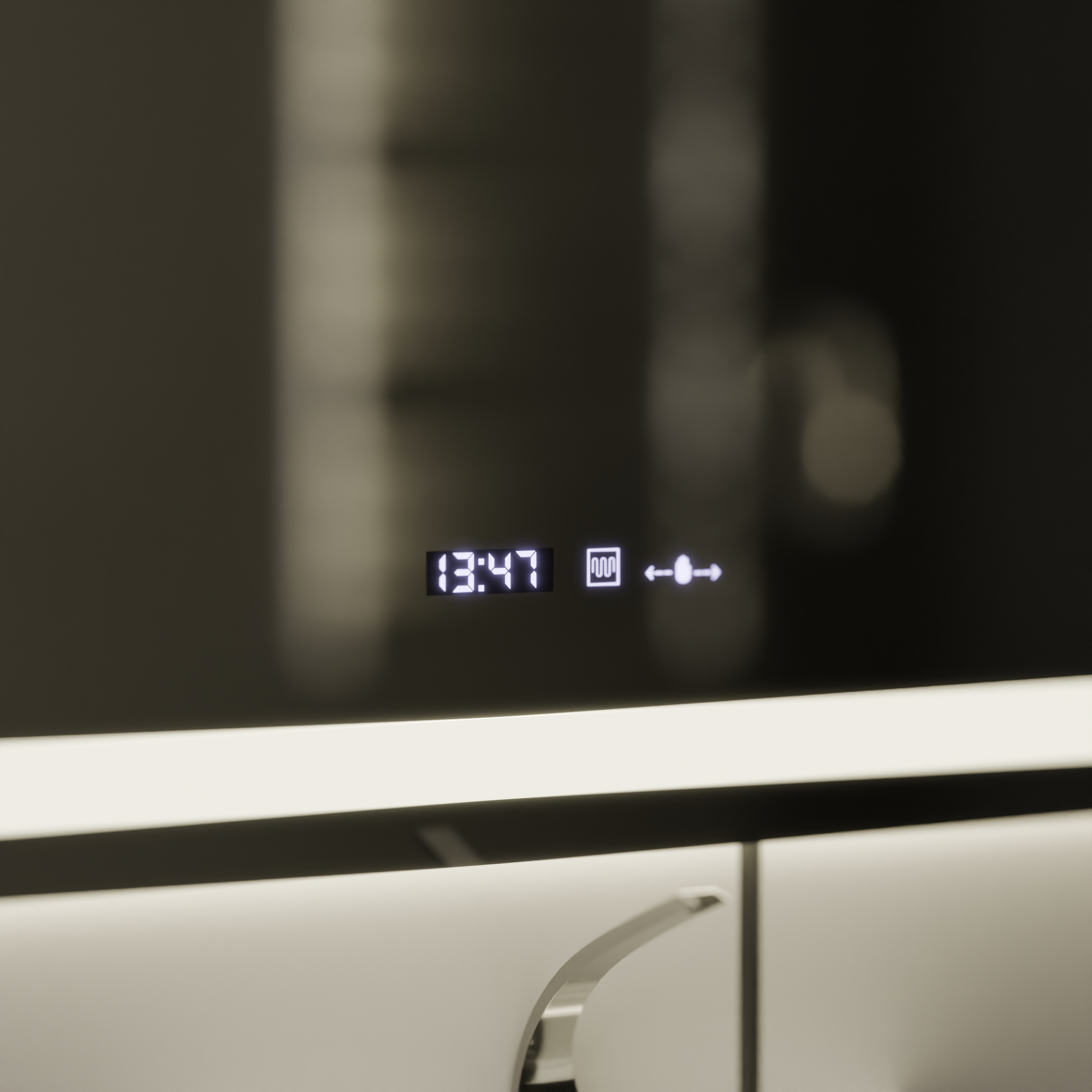 Oglinda LED 120x80cm cu Iluminare Dimabilă, Senzor Touch, Dezaburire, Ceas și Termometru