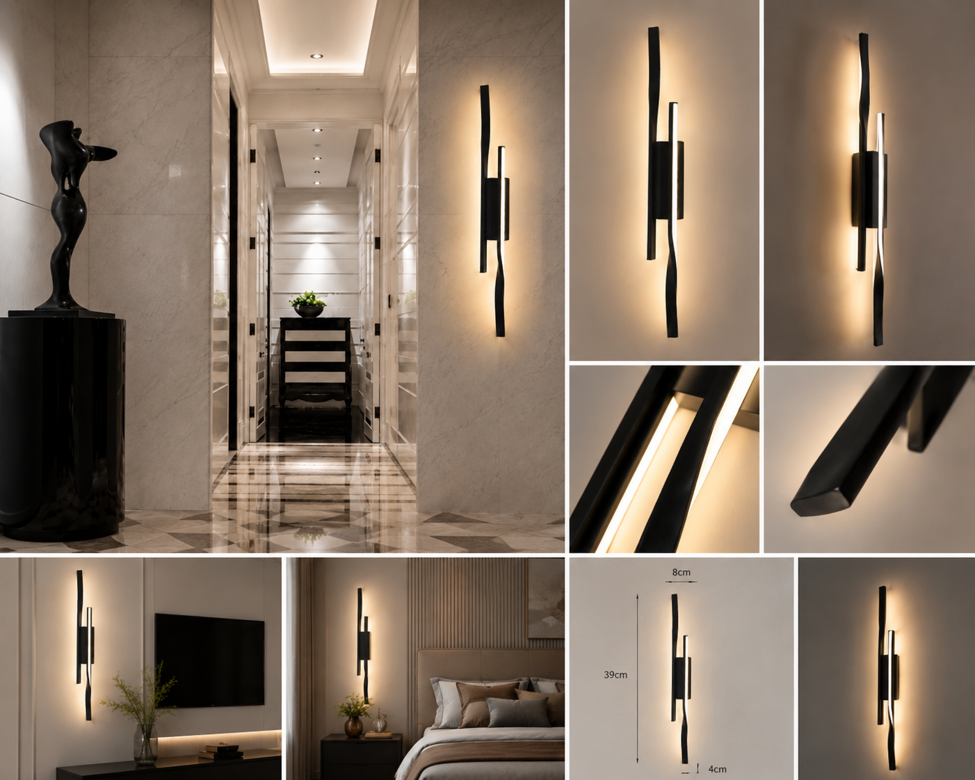 Aplica LED Neagră 77156/600BK, 48W, 3000–6500K, 60x6cm