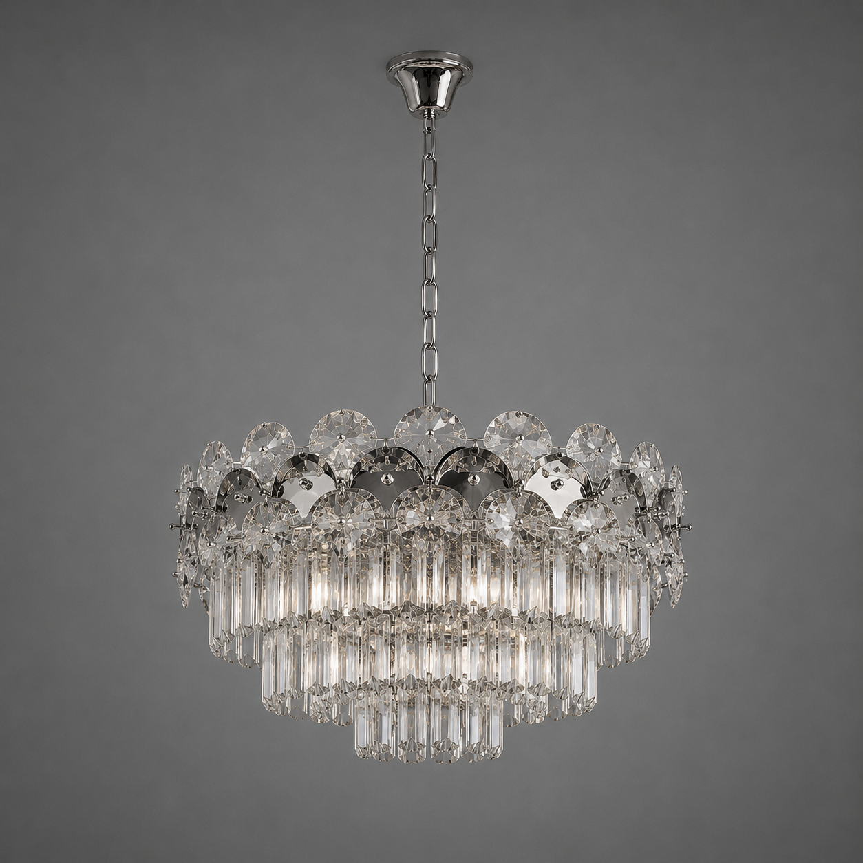 Candelabru Cristal Clasic 8 Becuri E27, Ø400 mm, Stil Elegant Vintage, Fara Telecomanda
