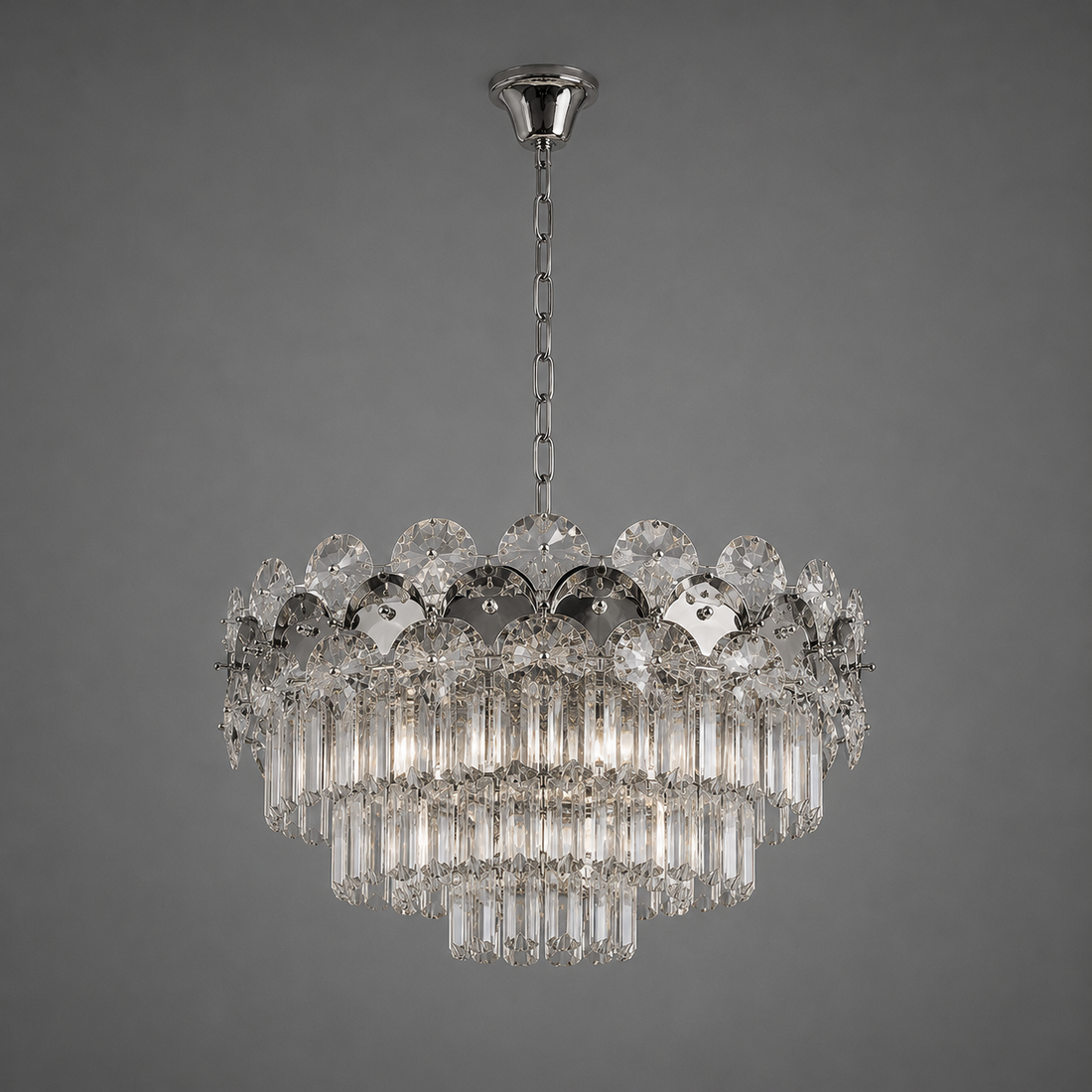 Candelabru Cristal Clasic 8 Becuri E27, Ø400 mm, Stil Elegant Vintage, Fara Telecomanda