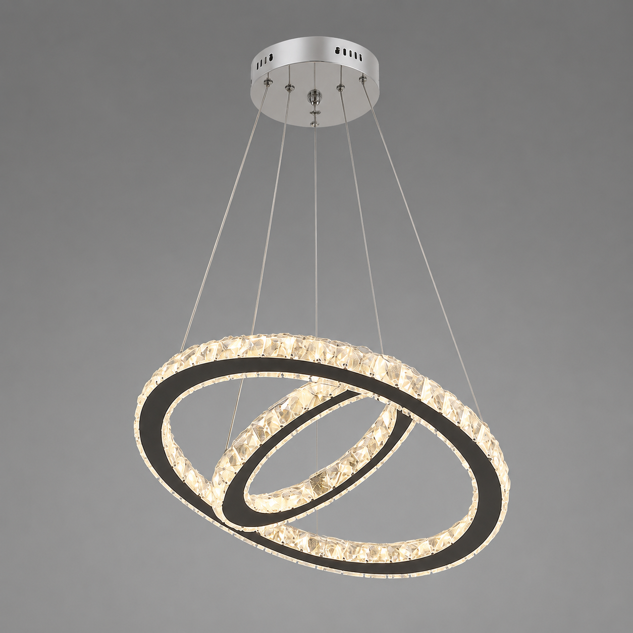 Candelabru LED Suspendat cu Inel, 2×40W, Ø48 cm, cu Telecomanda si Culoare reglabila