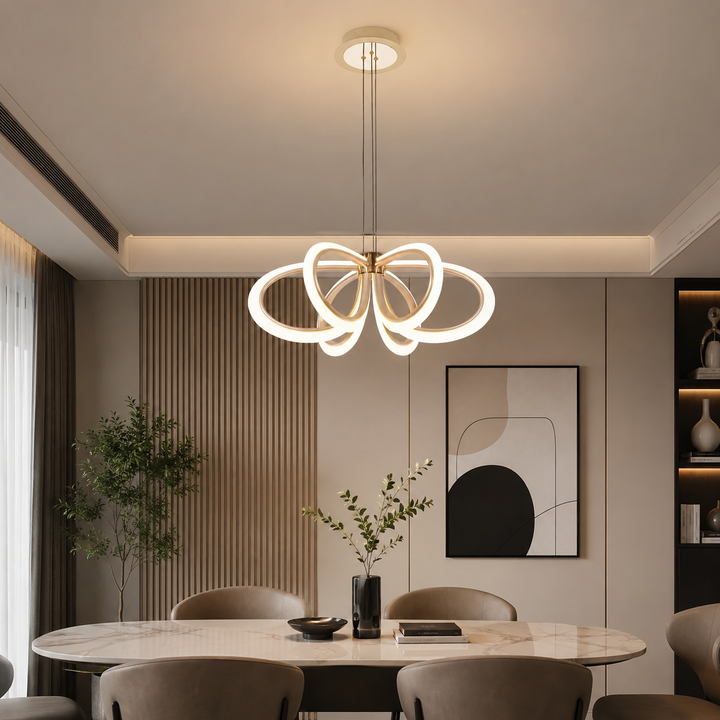 Pendul LED auriu 2808/6FG – 144W, 3300K-6500K, telecomandă inclusă