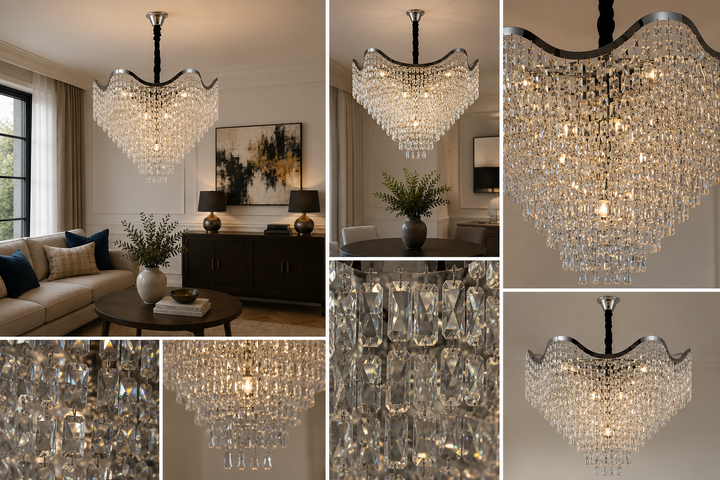 Candelabru elegant, Ø780×H620 mm, E27 MAX60W×18, model 78006/780 CH
