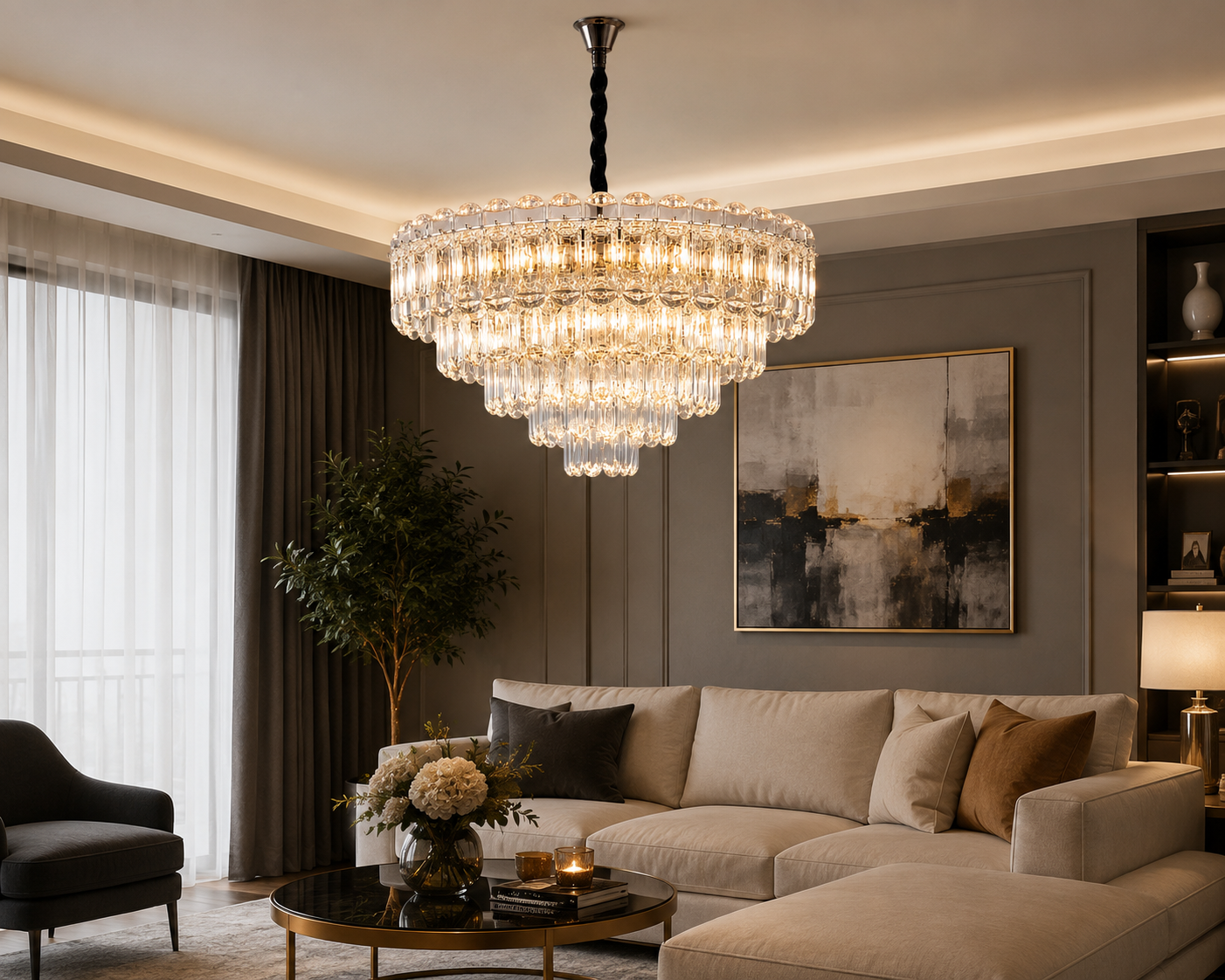 Candelabru auriu 7058-600 GD cu 10 socluri E27, design elegant pentru iluminat decorativ