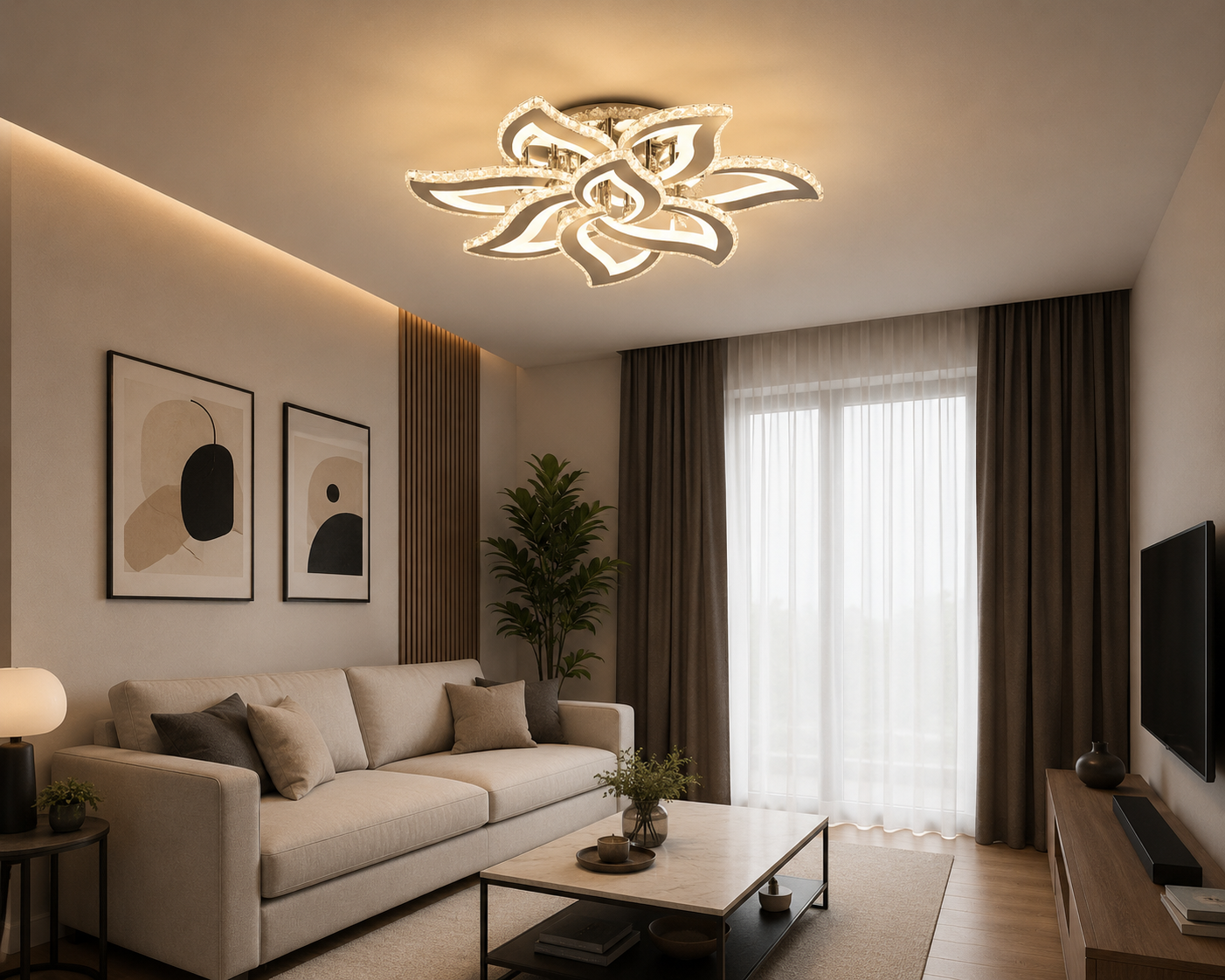 Lustra LED Smart RGB 2923-6+3 – Ø710 mm, 258W, Iluminare Multicoloră, cu Telecomandă