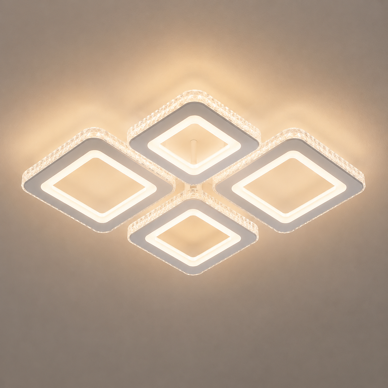 Lustra LED Modernă 26033/4C WH cu Telecomandă, 59W+208 LED-uri, 3000-6500K, Alb