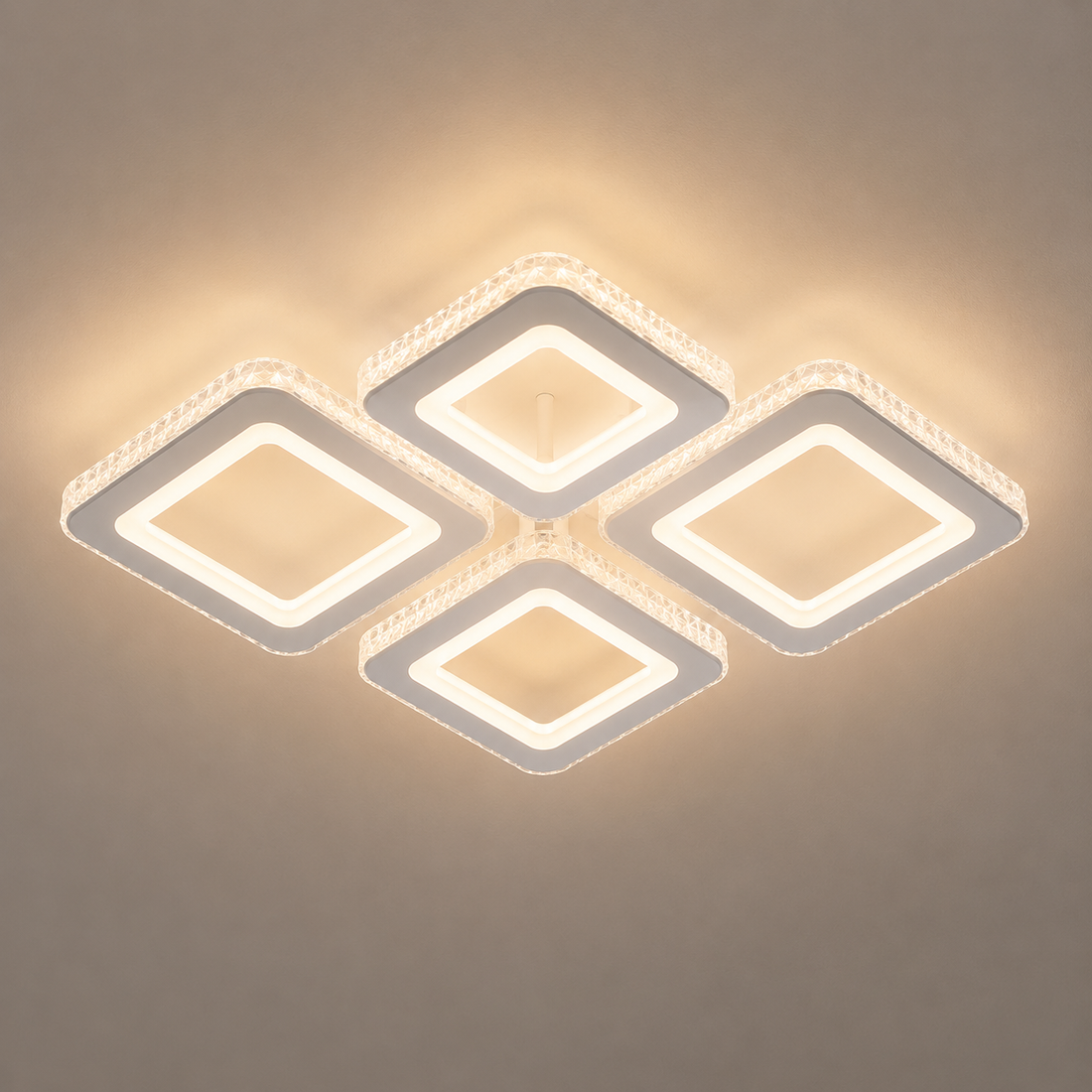 Lustra LED Modernă 26033/4C WH cu Telecomandă, 59W+208 LED-uri, 3000-6500K, Alb
