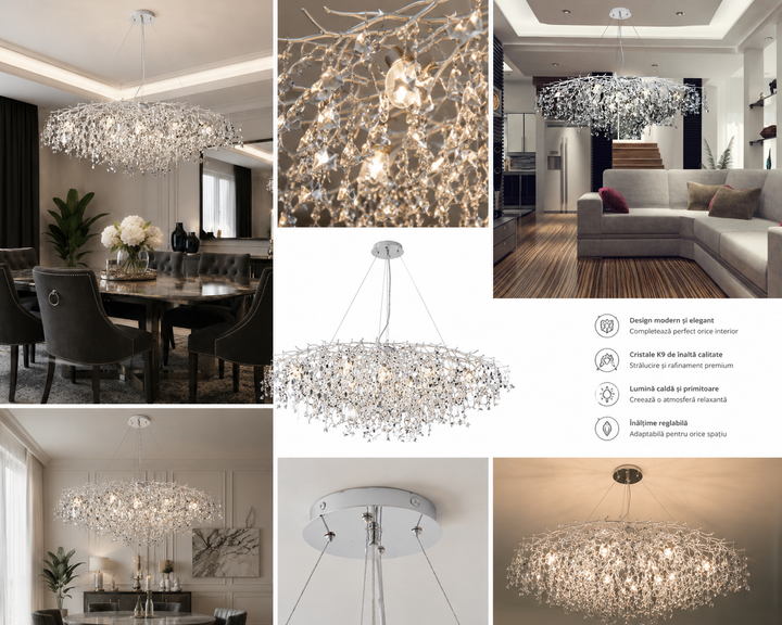 CANDELABRU ELEGANT CU SOCLU E14 – MODEL 27113/1200+550SO+CR