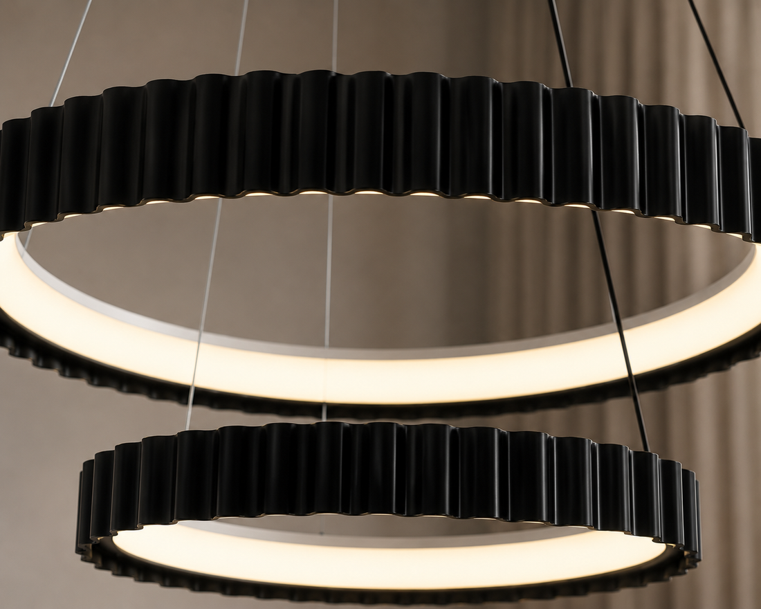 Pendul LED dubla negru suspendat cu telecomanda – design ondulat modern – 132W – 77260/630+430 MB