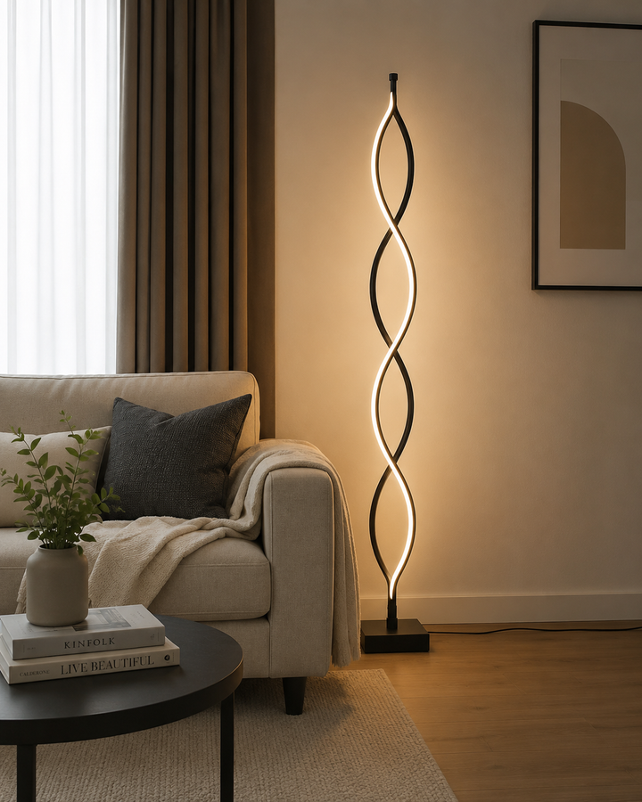 Lampadar LED Design Spirală – SX8633-BK | 104W, Negru Elegant