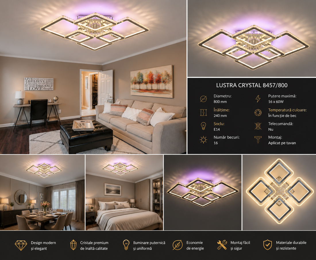 LUSTRA LED 2886/4+2 – DESIGN MODERN ȘI PUTERE EXTRA, CU TELECOMANDĂ 2.4G