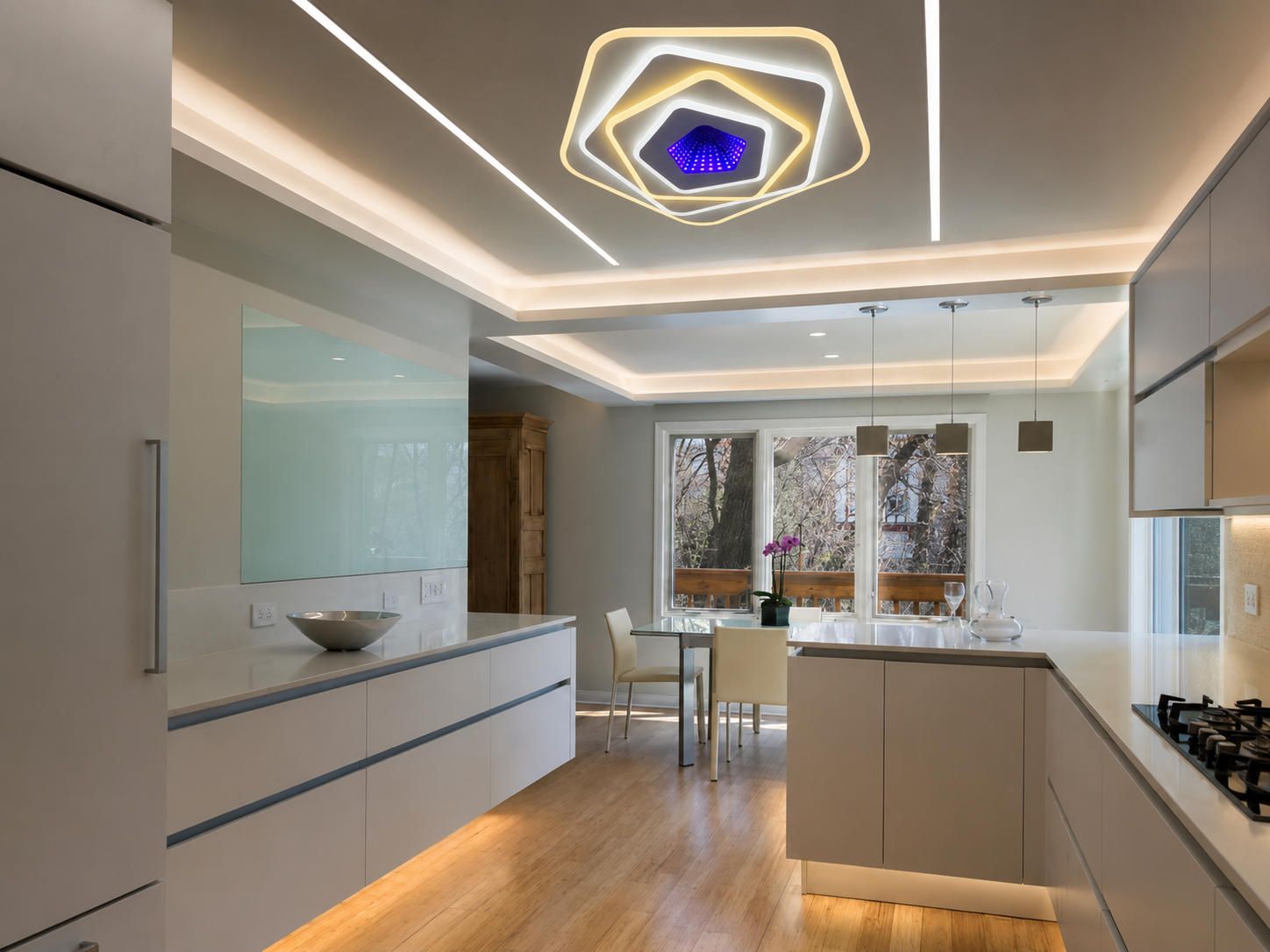 Plafoniera LED cu telecomanda, 94W, lumină reglabilă 3000K–6500K, Ø400×H75 mm, design rotund compact DZ6