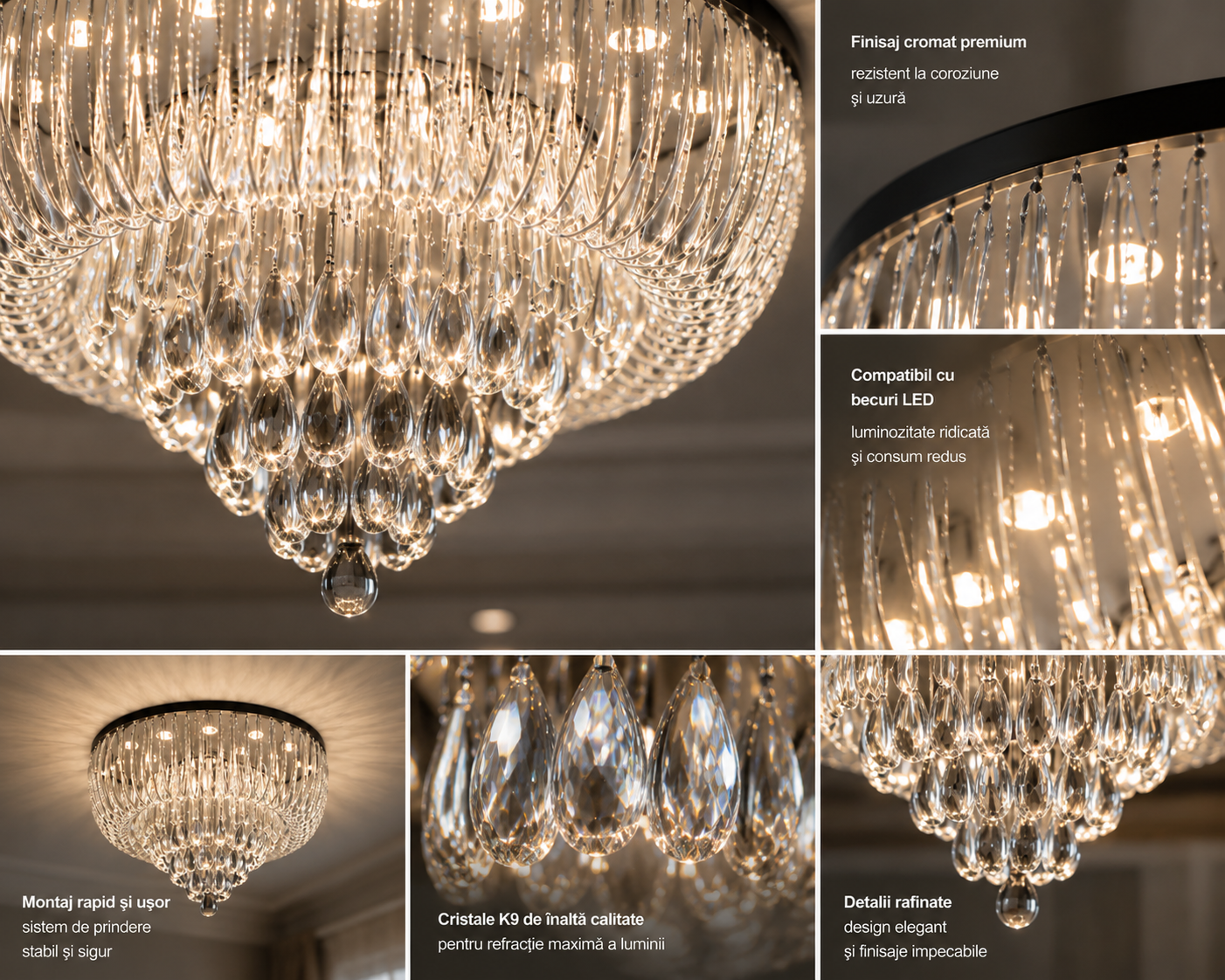 Candelabru LED patrat 45W, 4000K, 9 surse de lumina 6049/9