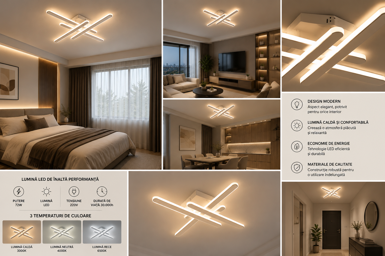 Lustra led cu telecomanda, 73030/4, amb
