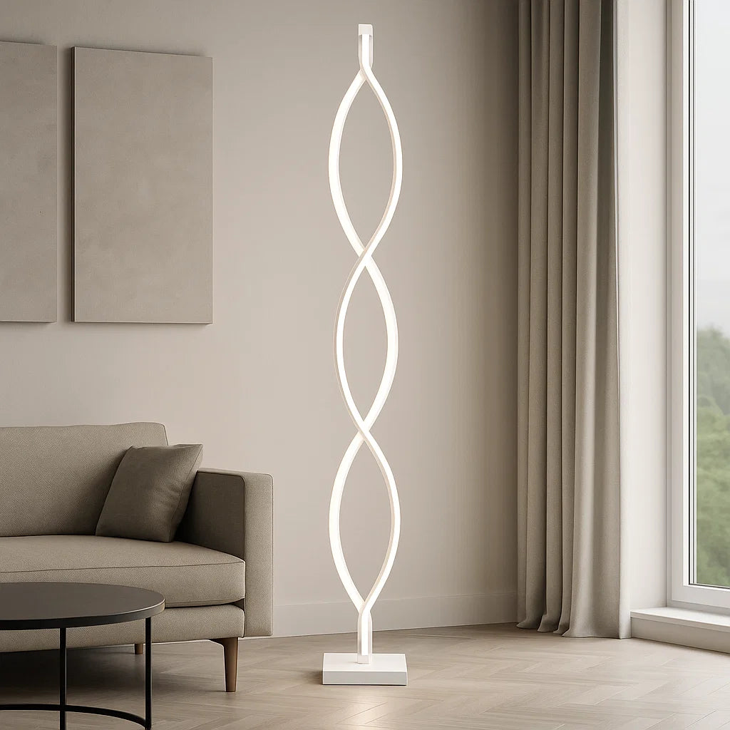 Lampadar LED Alb Spirală – SX8633-WH | 104W, Design Elegant
