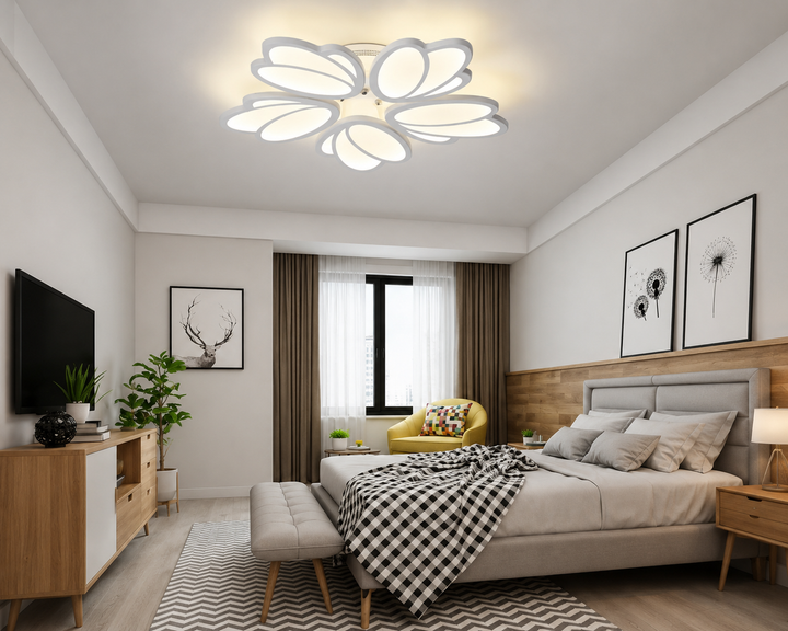 Lustra LED cu telecomanda 8101-5 – 110W, Ø640 mm, Design Floral Elegant, Lumina Reglabila 3000K-6500K