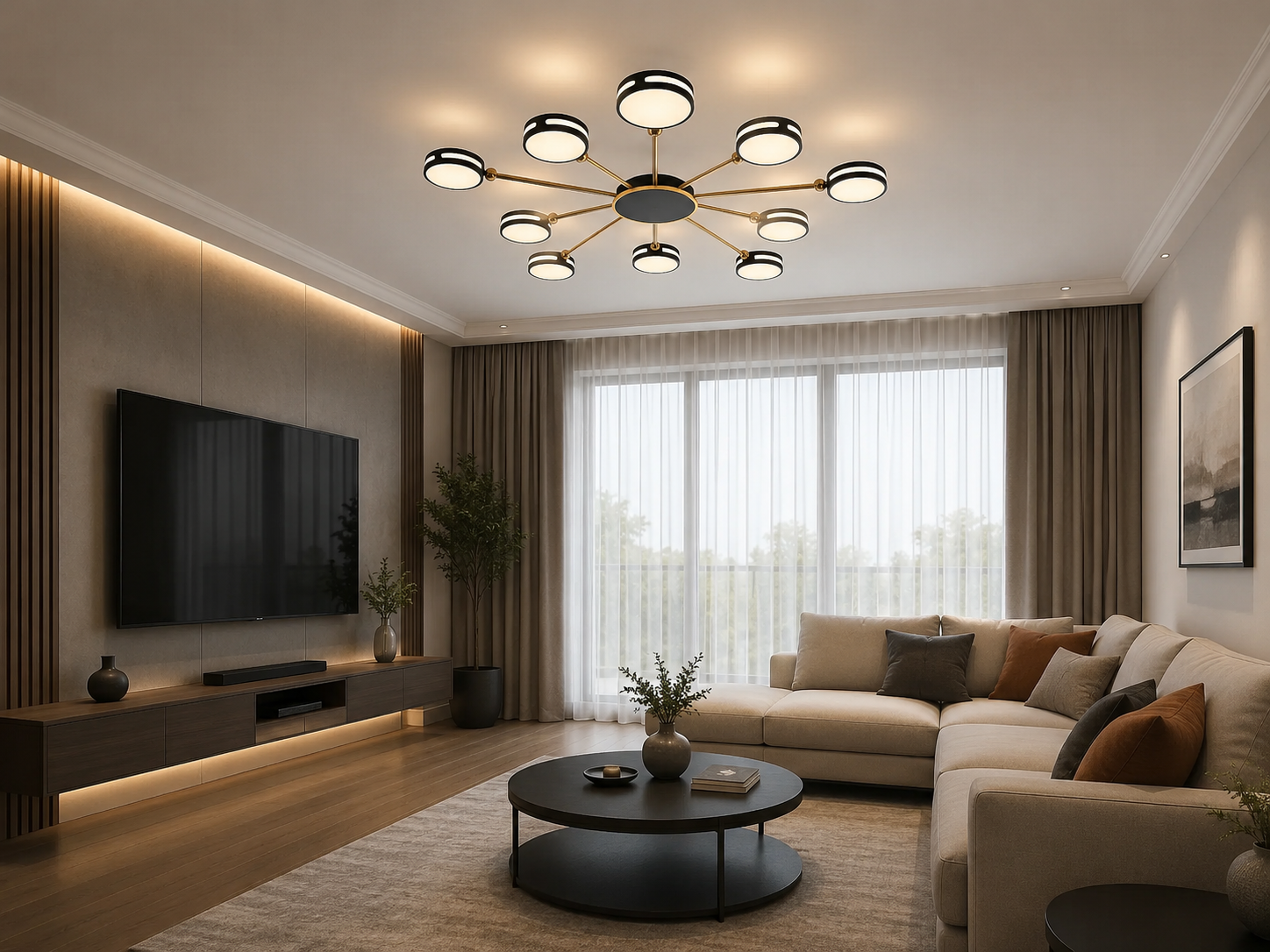 Lustră LED Modernă cu Telecomandă, 220W, Ø975 mm, Lumină Reglabilă 3000K–6500K