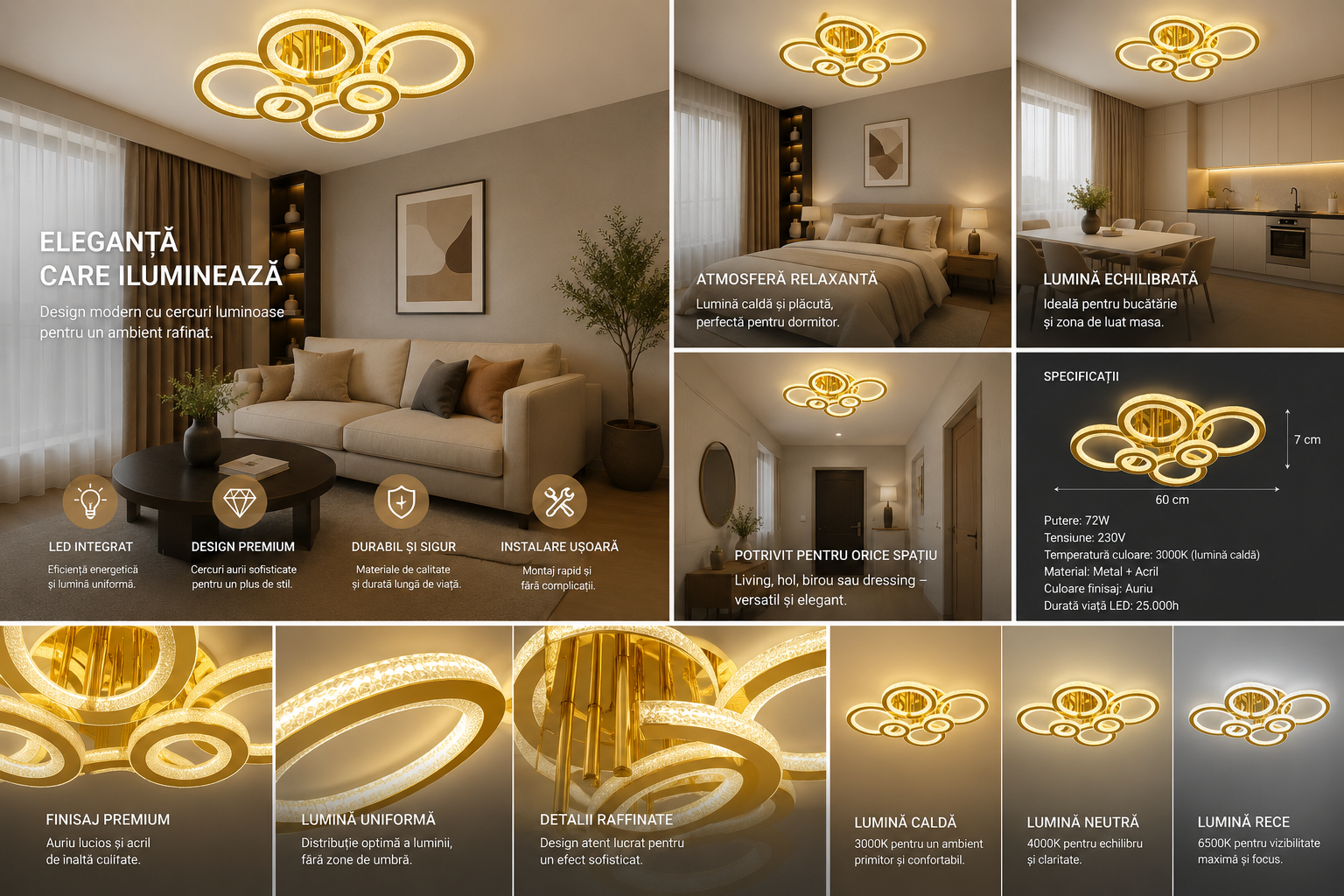 Lustra LED modernă cu lumină reglabilă – Model 26064/2+2C TIGD
