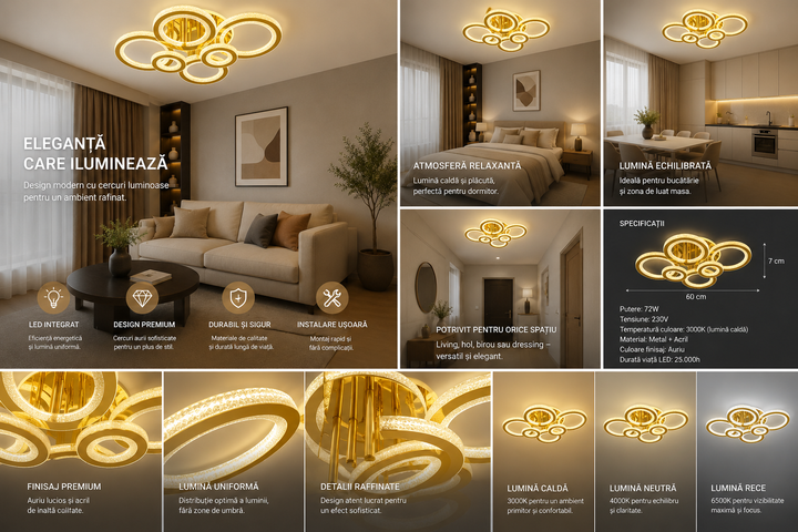 Lustra LED modernă cu lumină reglabilă – Model 26064/2+2C TIGD