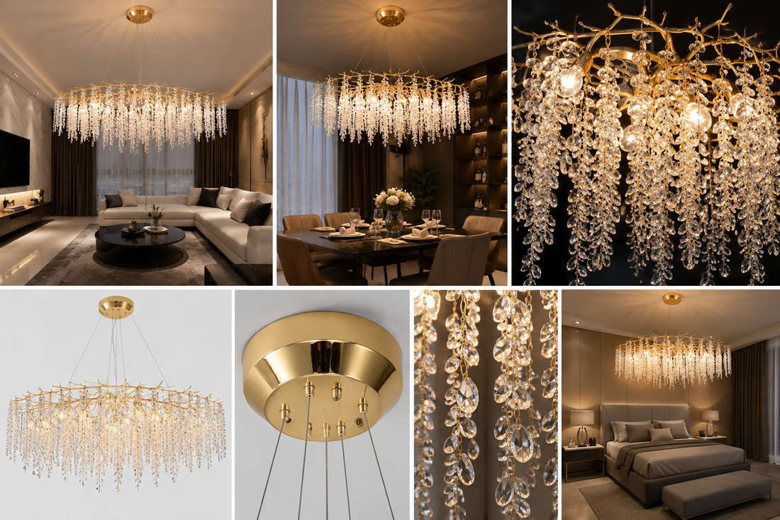CANDELABRU DECORATIV CU 10 BECURI E14 – MODEL 27095/1200+550 OG+FGD