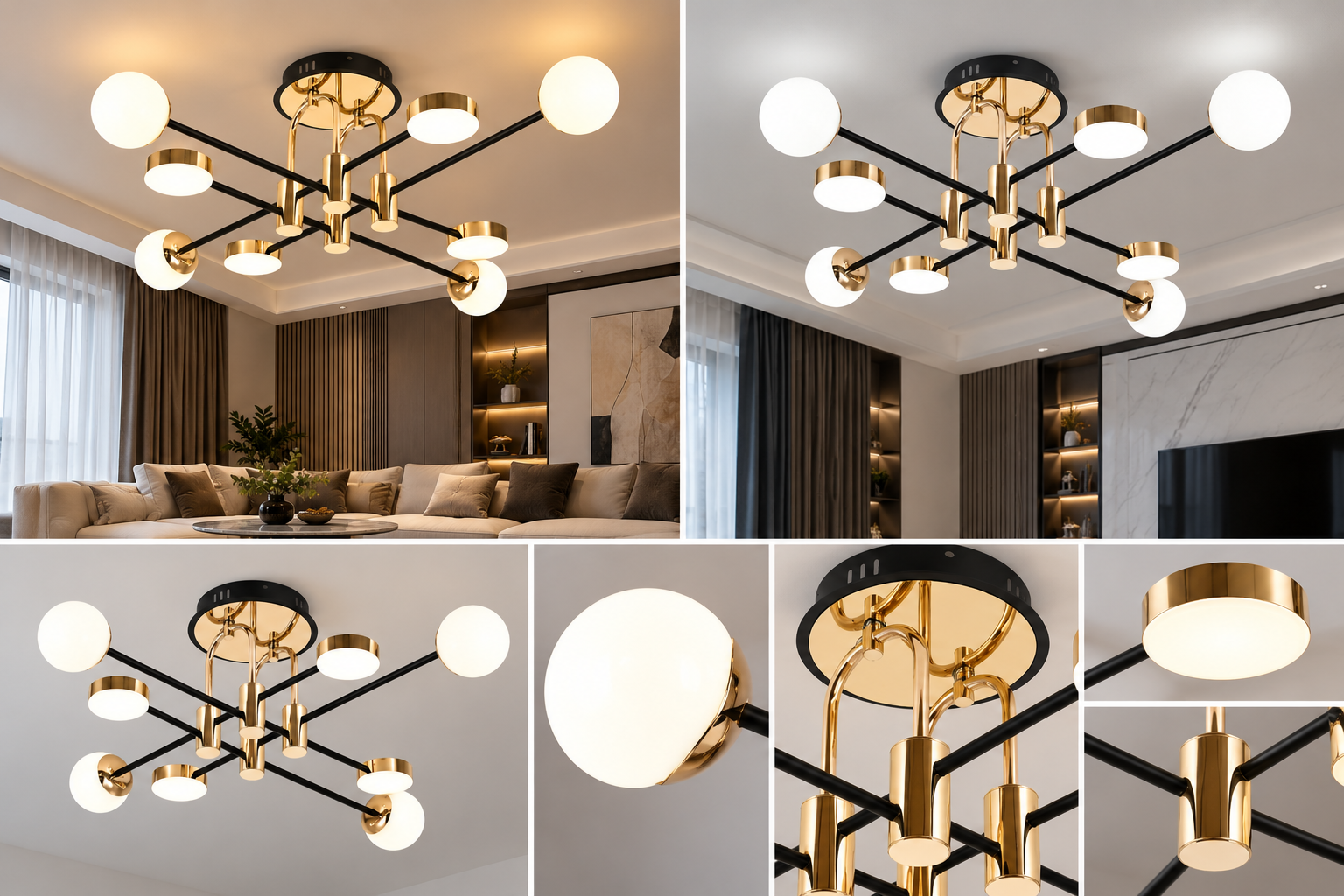 Lustră modernă 73027/8 – Negru cu auriu, design elegant