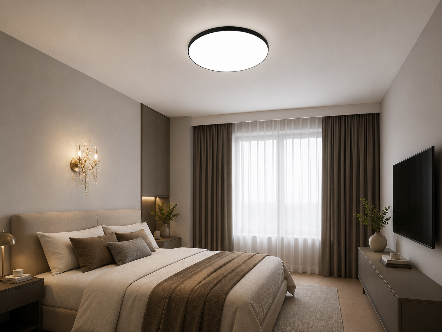 Plafoniera LED rotundă, Ø370 mm, 45W, 6500K, ML-002/370 BK