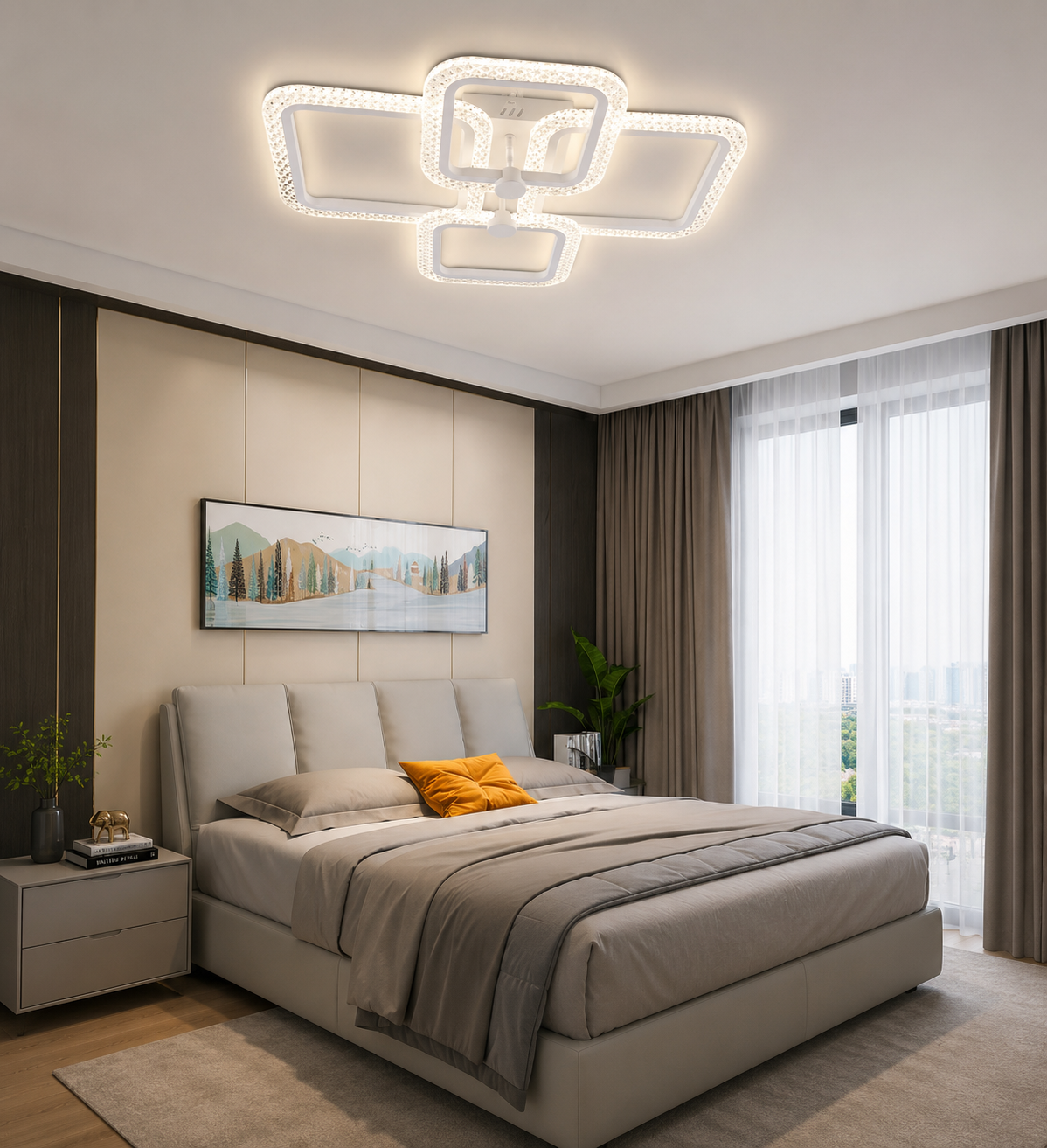 Lustra LED 7232/2+2 WH CU TELECOMANDA 120W