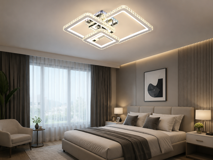 Lustra LED design geometric patrat, finisaj crom – L7965D/3CZ CR