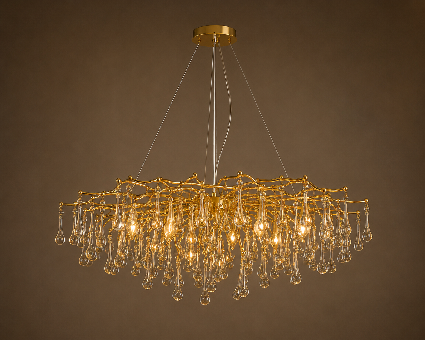 Candelabru Lux cu Cristale, 10xE14, Ø1200 mm, Design Aur Antic – Model 27137/1200+550 OG+FGD